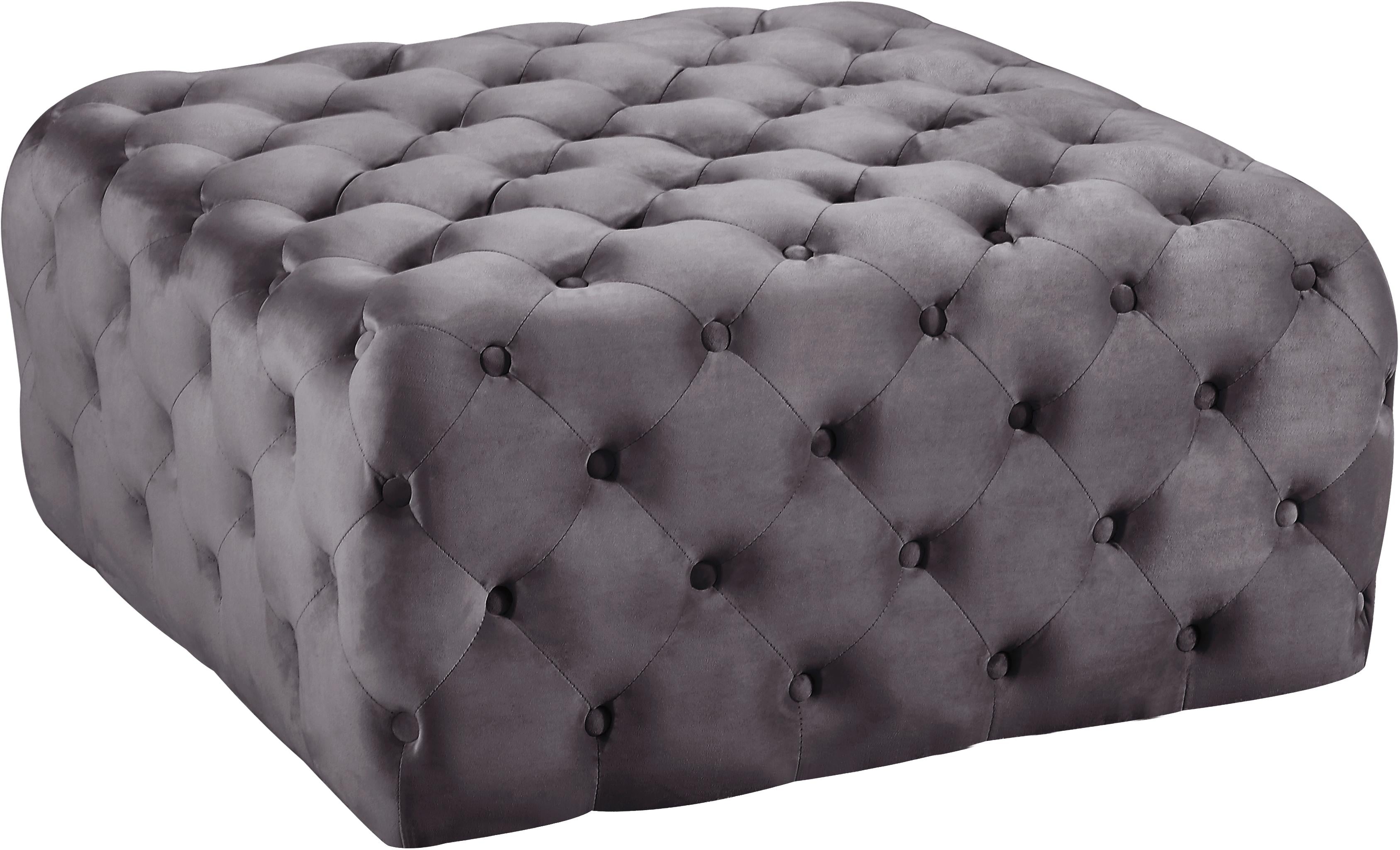 Ariel Grey Velvet Ottoman/Bench - Luxury Home Furniture (MI)