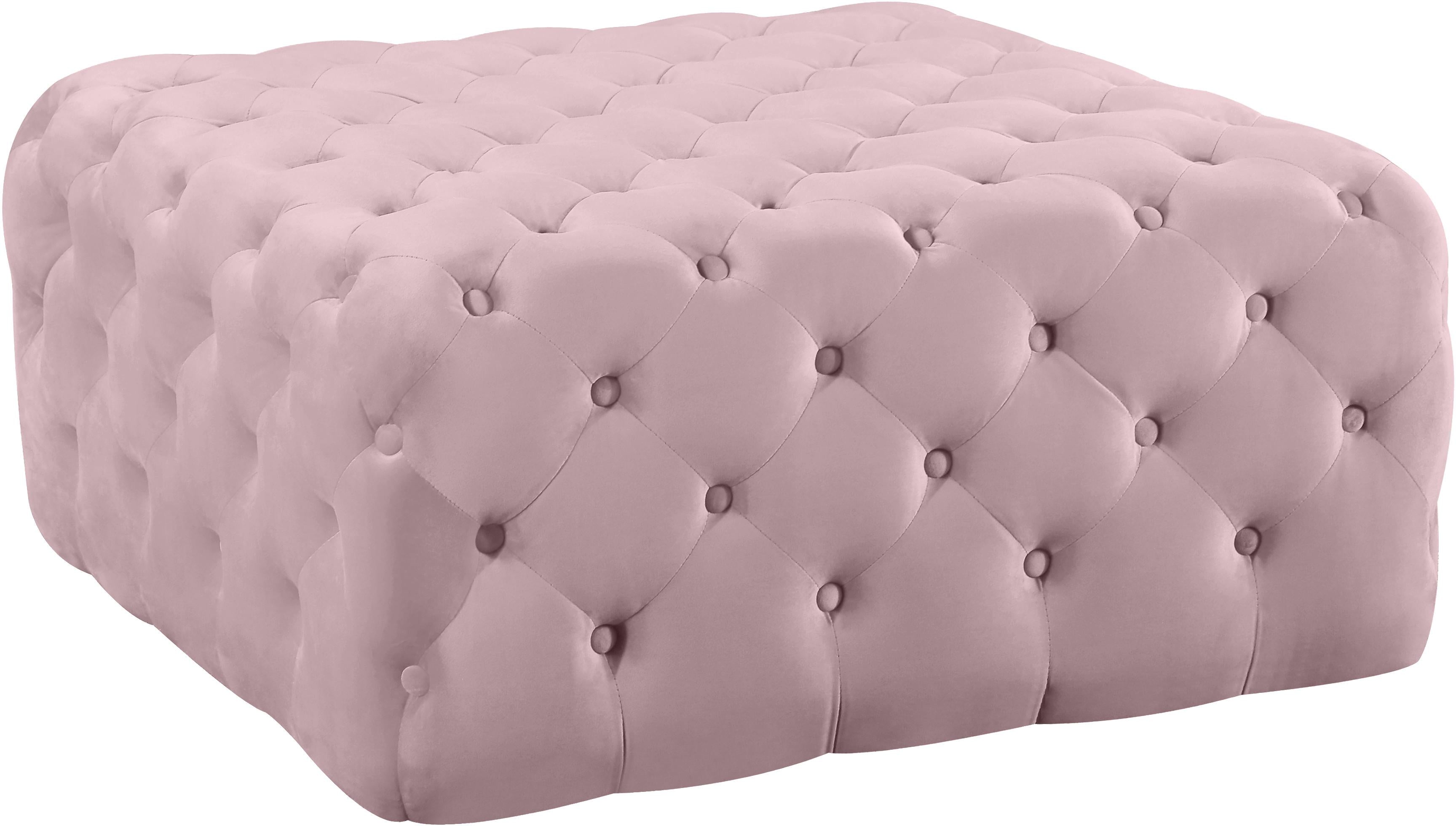 Ariel Pink Velvet Ottoman/Bench - Luxury Home Furniture (MI)