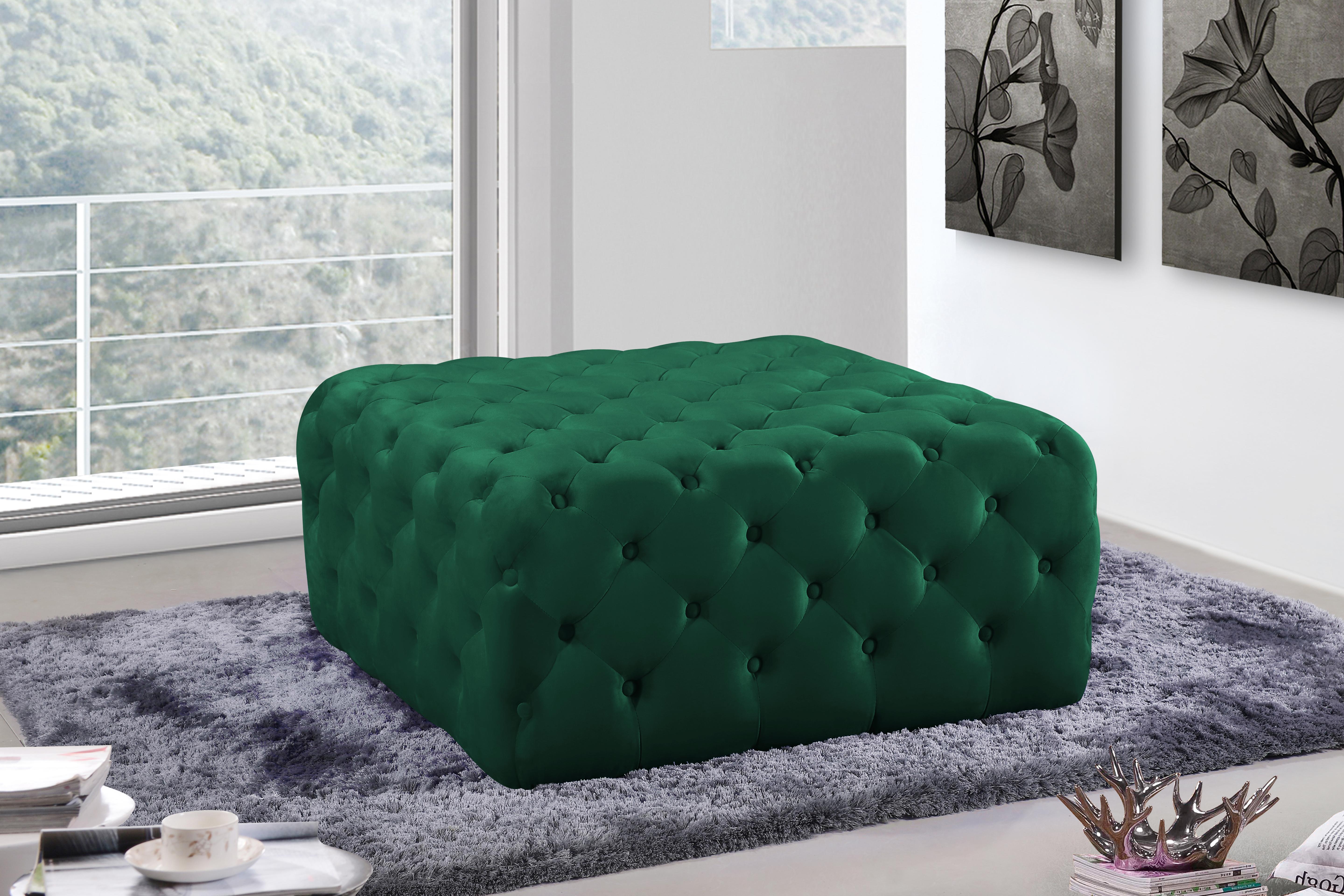 Ariel Green Velvet Ottoman/Bench - Luxury Home Furniture (MI)
