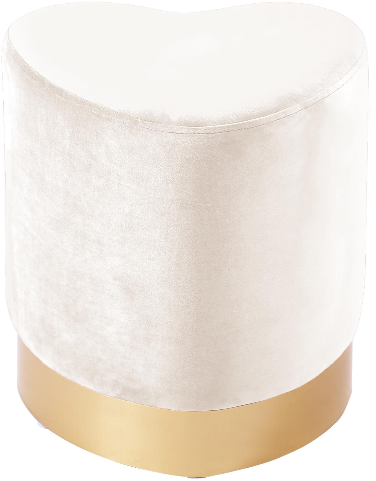 Heart Cream Velvet Ottoman/Stool - Luxury Home Furniture (MI)