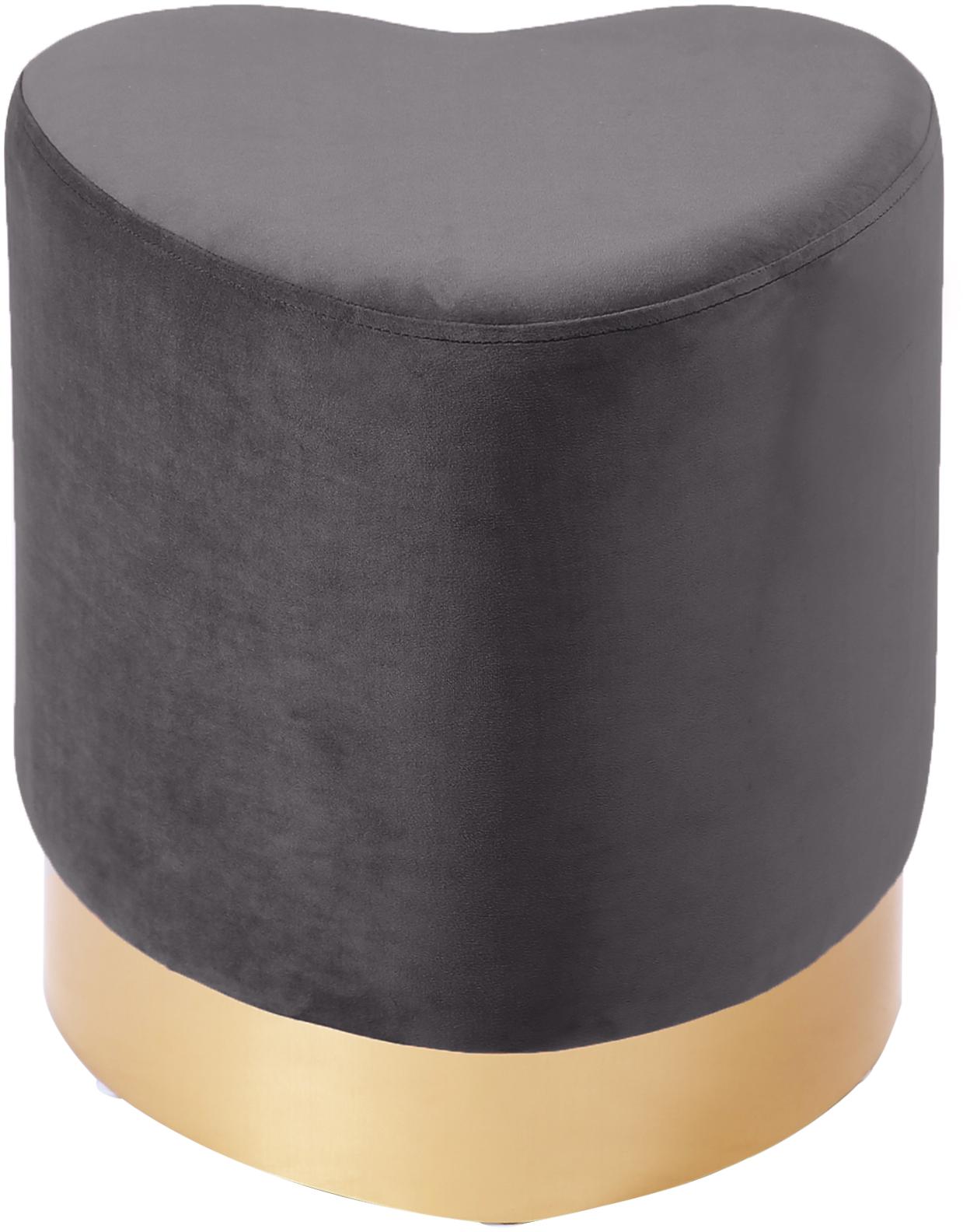Heart Grey Velvet Ottoman/Stool - Luxury Home Furniture (MI)