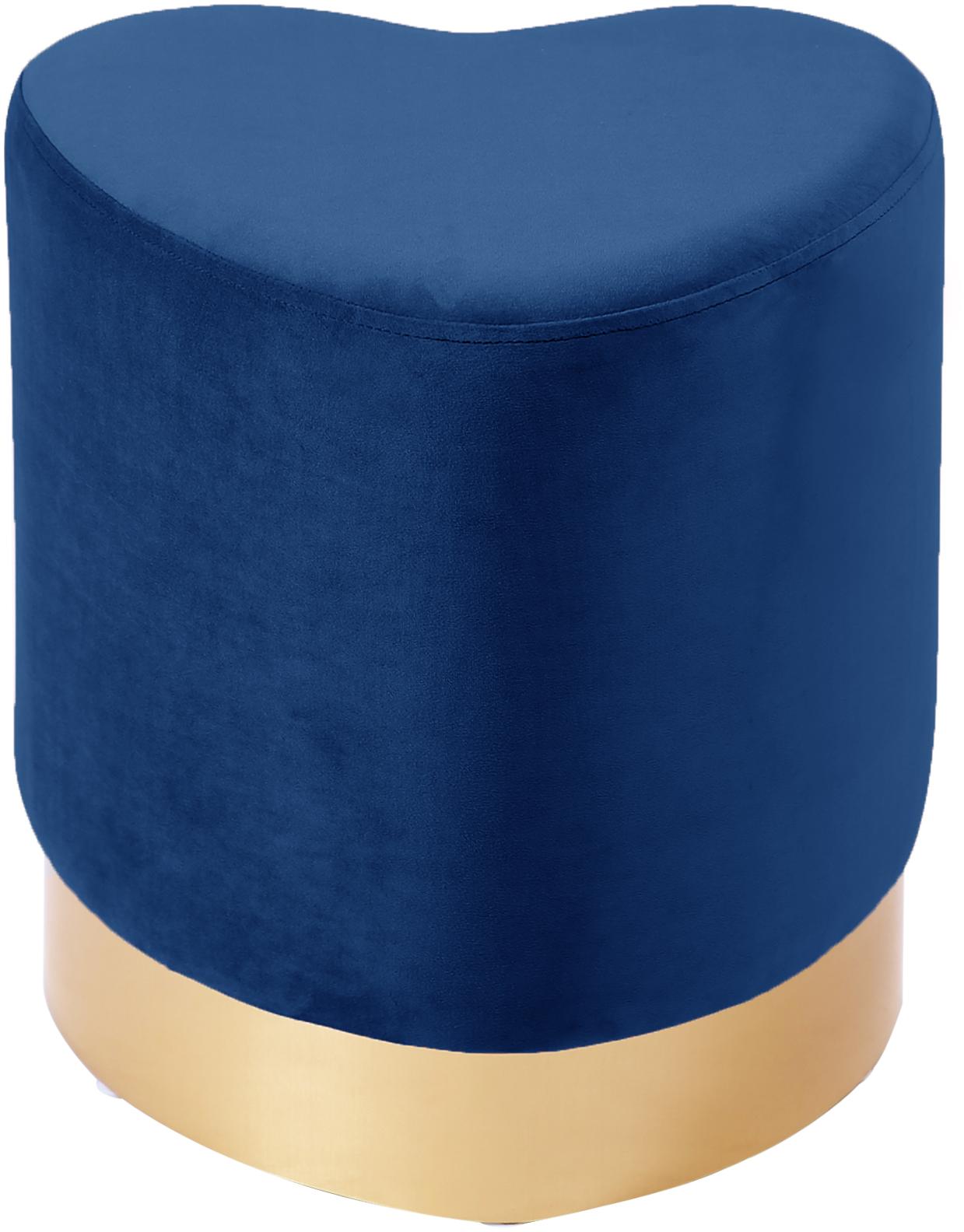 Heart Navy Velvet Ottoman/Stool - Luxury Home Furniture (MI)