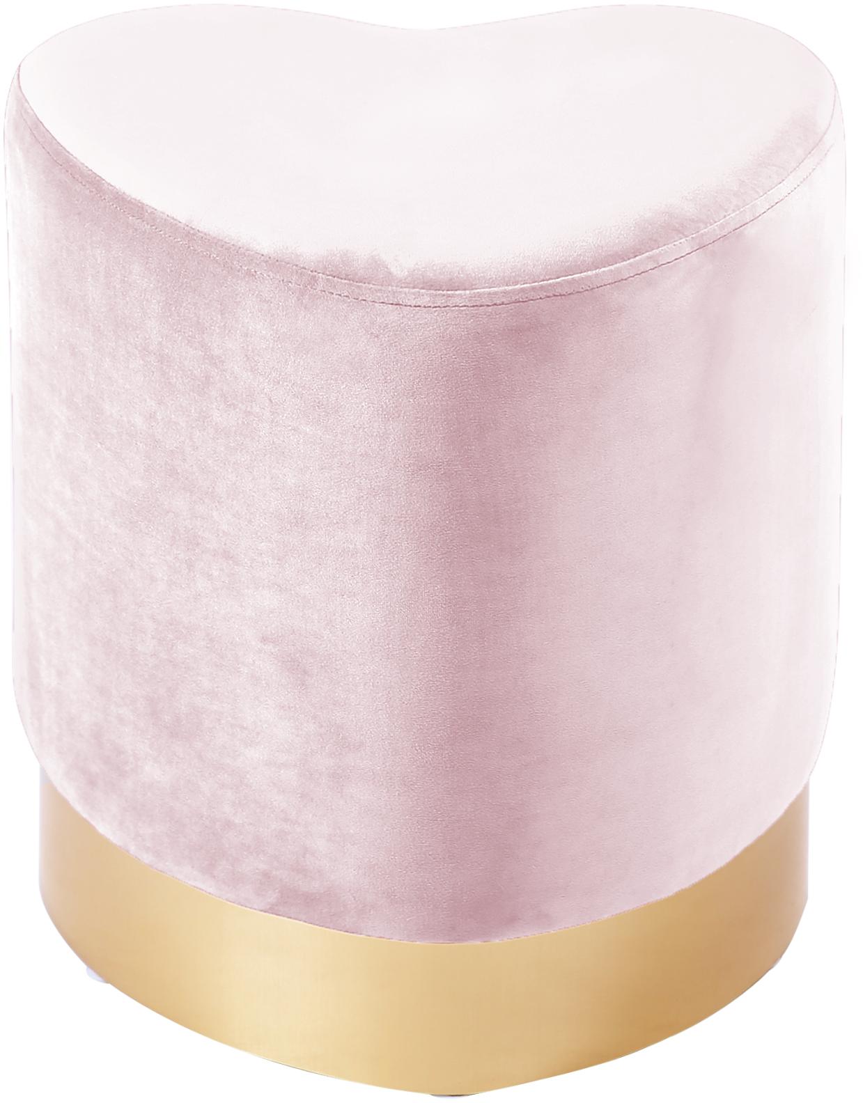 Heart Pink Velvet Ottoman/Stool - Luxury Home Furniture (MI)