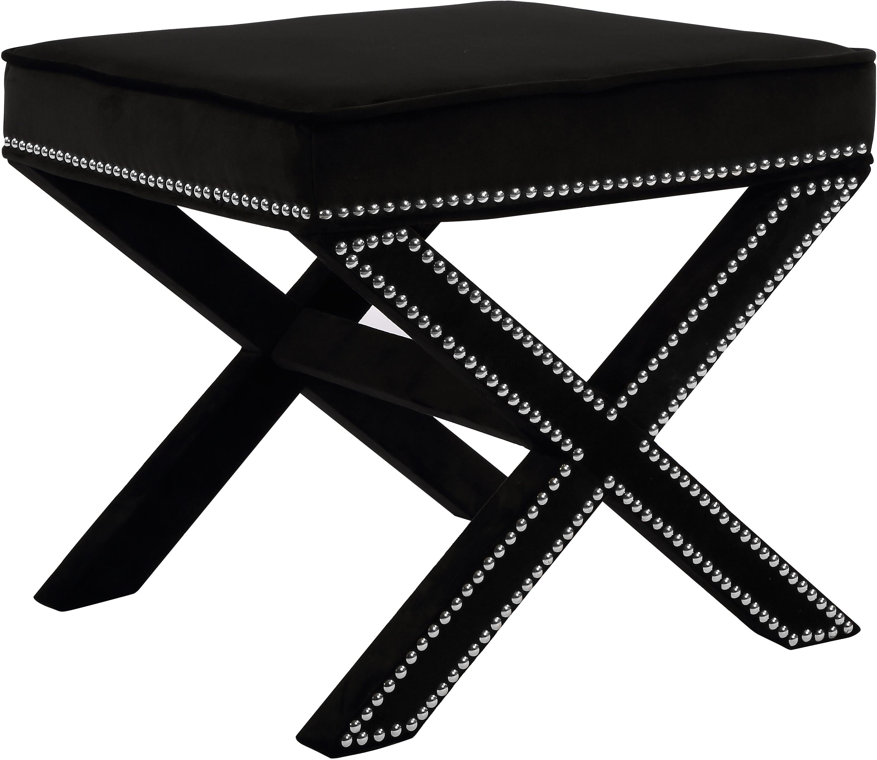 Nixon Black Velvet Ottoman/Bench - Luxury Home Furniture (MI)