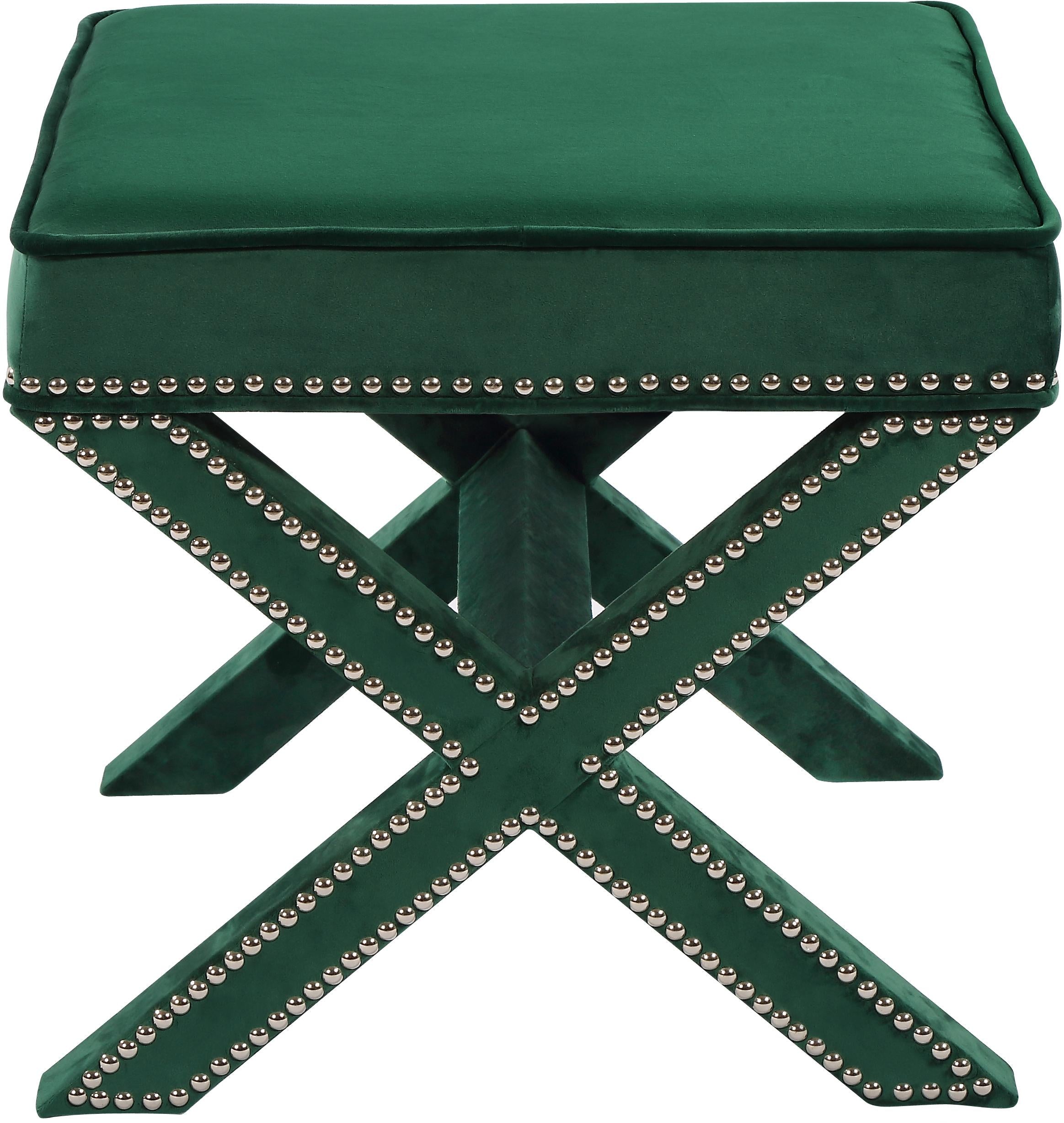 Nixon Green Velvet Ottoman/Bench - Luxury Home Furniture (MI)