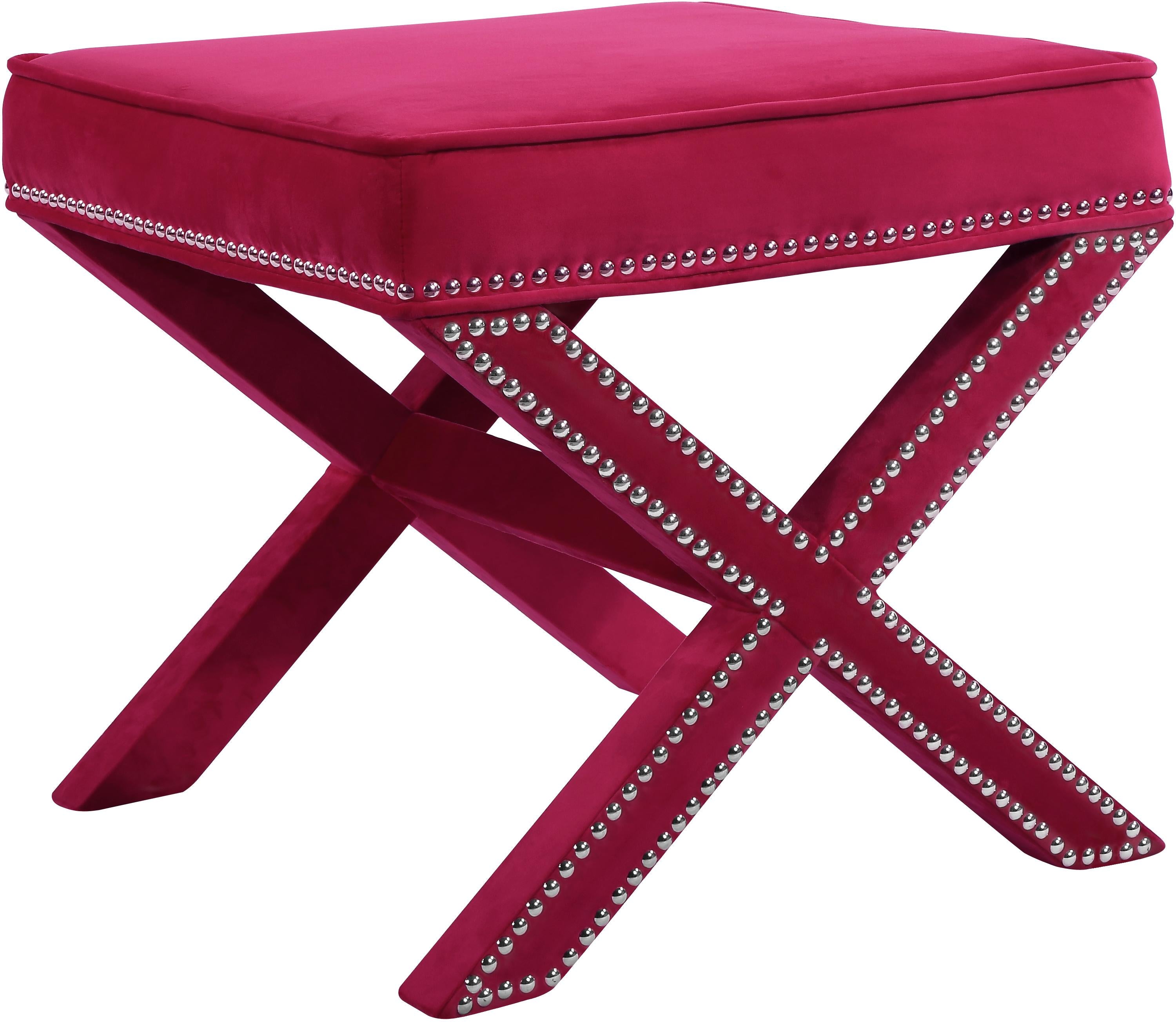 Nixon Pink Velvet Ottoman/Bench - Luxury Home Furniture (MI)