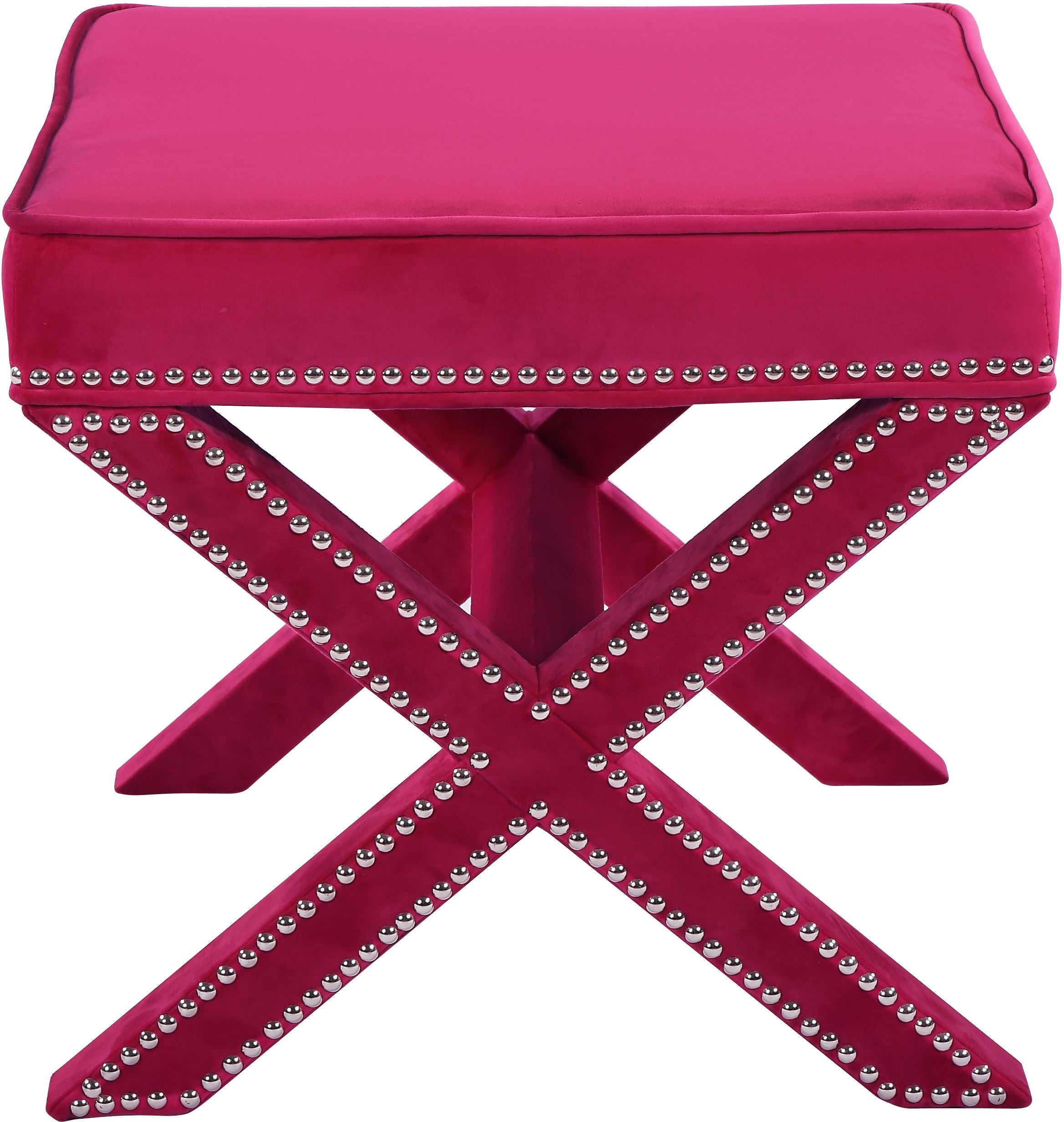 Nixon Pink Velvet Ottoman/Bench - Luxury Home Furniture (MI)