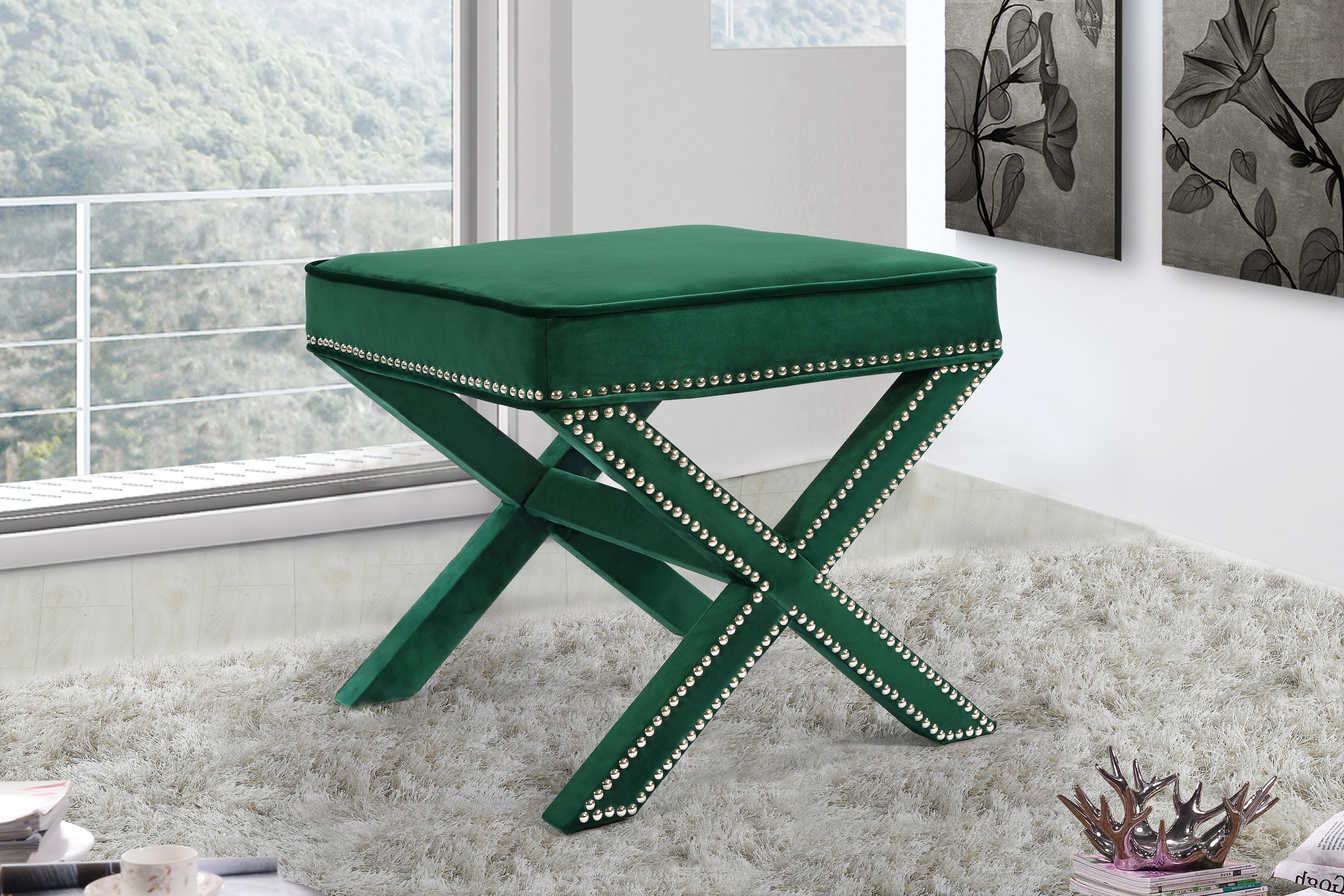 Nixon Green Velvet Ottoman/Bench - Luxury Home Furniture (MI)