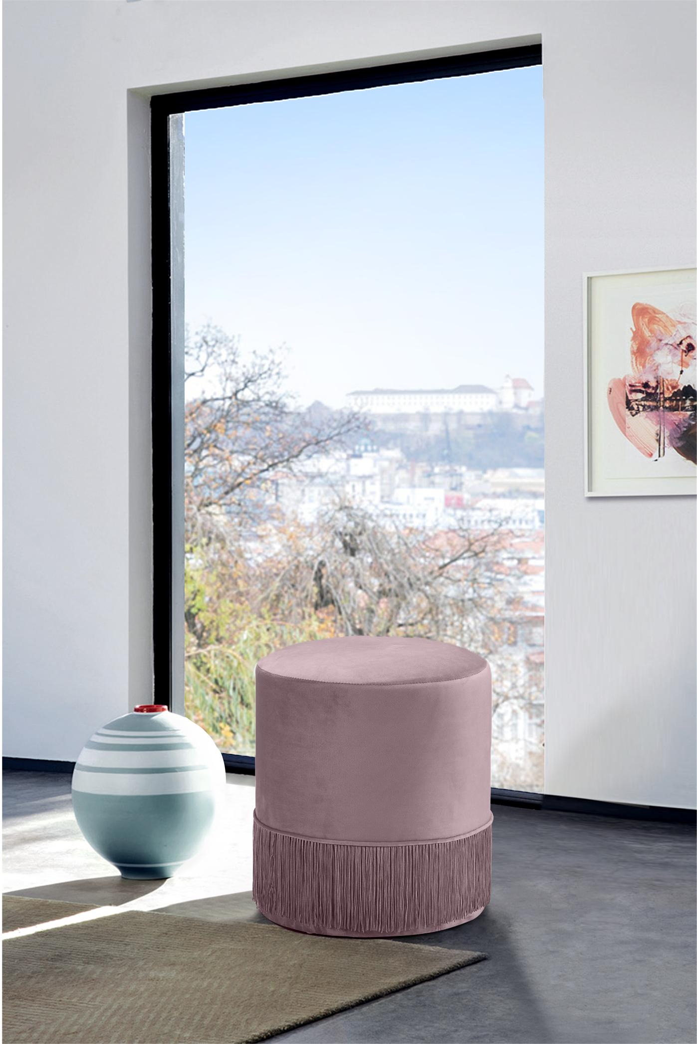 Teddy Pink Velvet Ottoman/Stool - Luxury Home Furniture (MI)