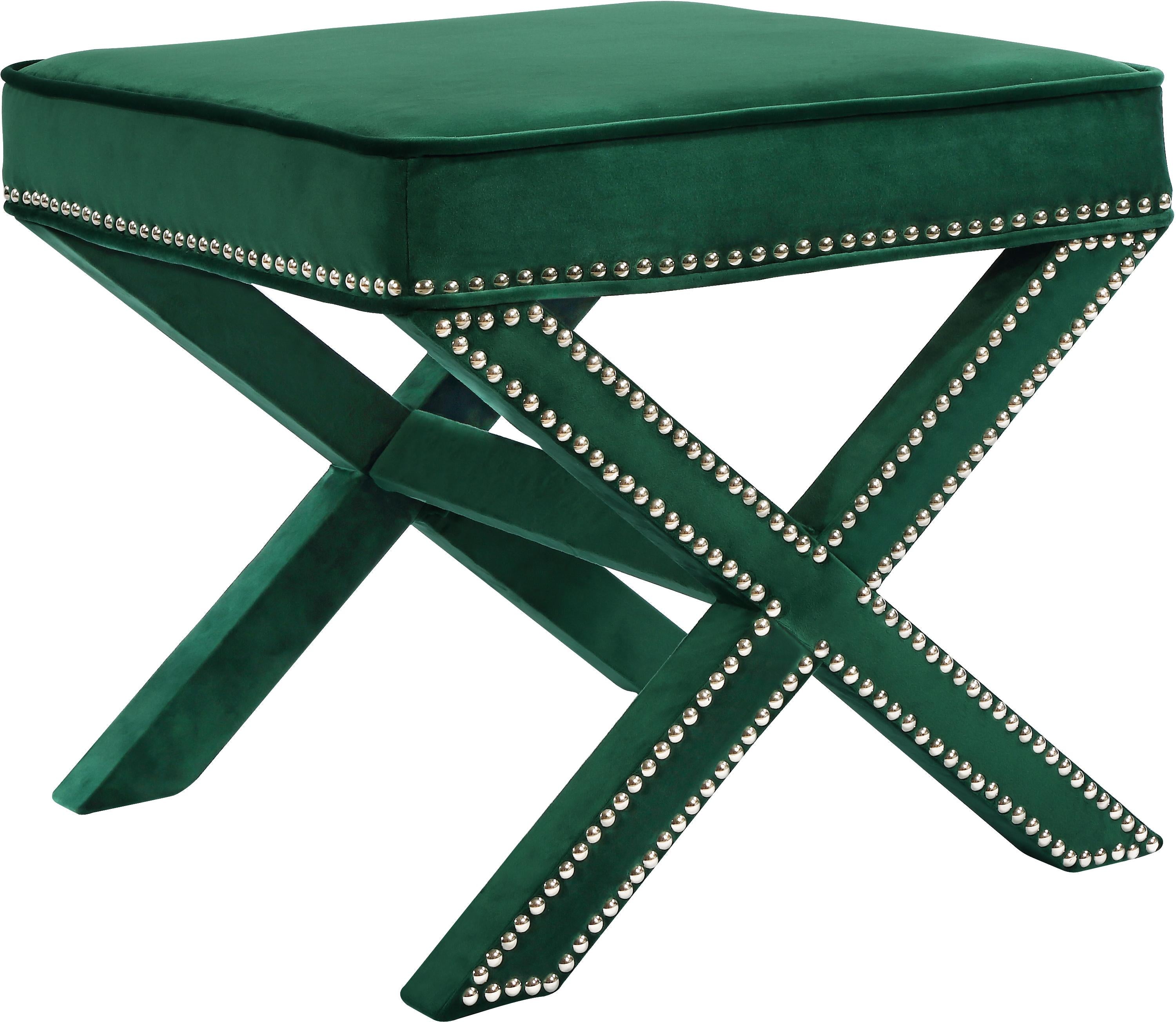Nixon Green Velvet Ottoman/Bench - Luxury Home Furniture (MI)