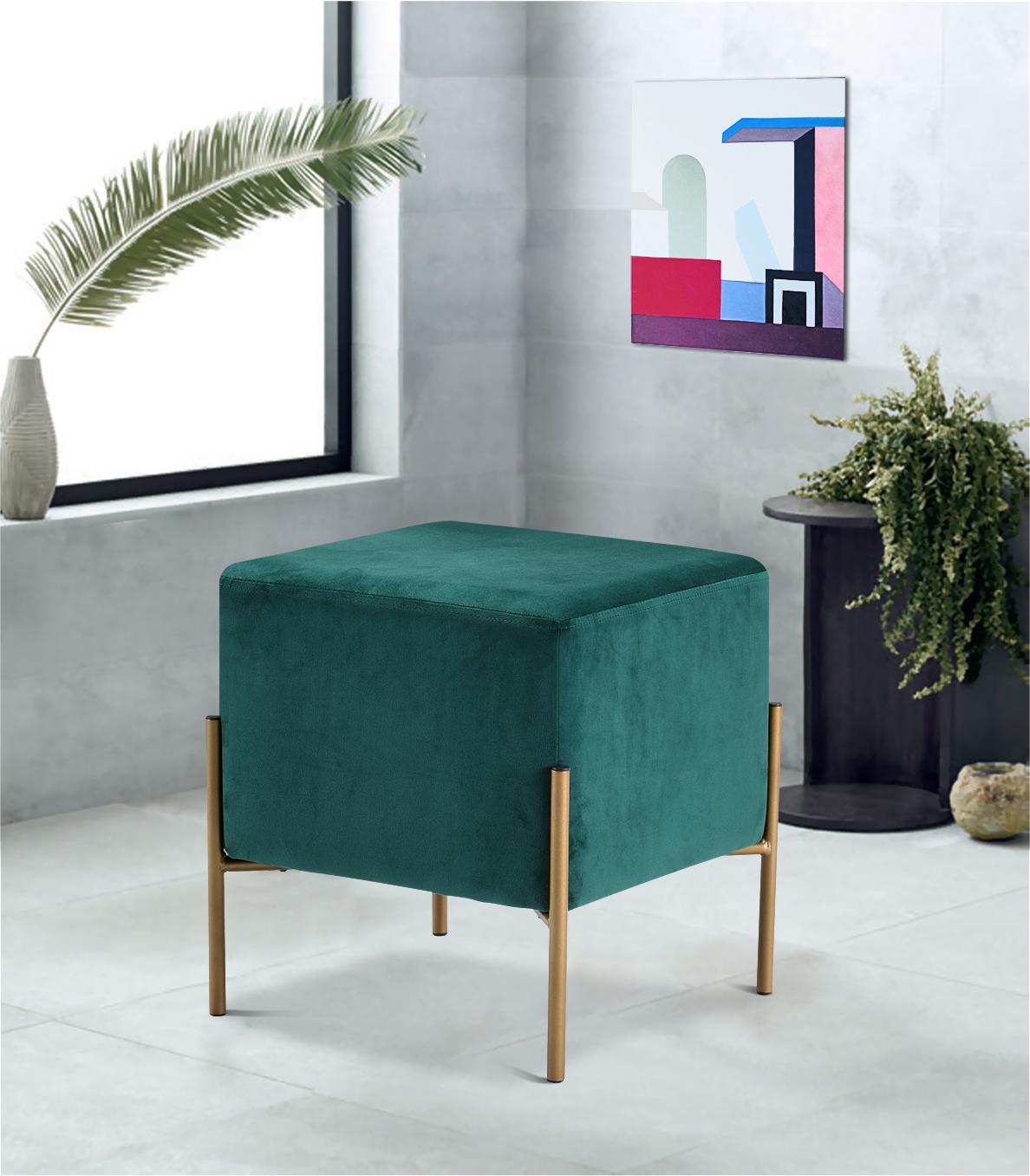 Isla Green Velvet Ottoman/Stool - Luxury Home Furniture (MI)