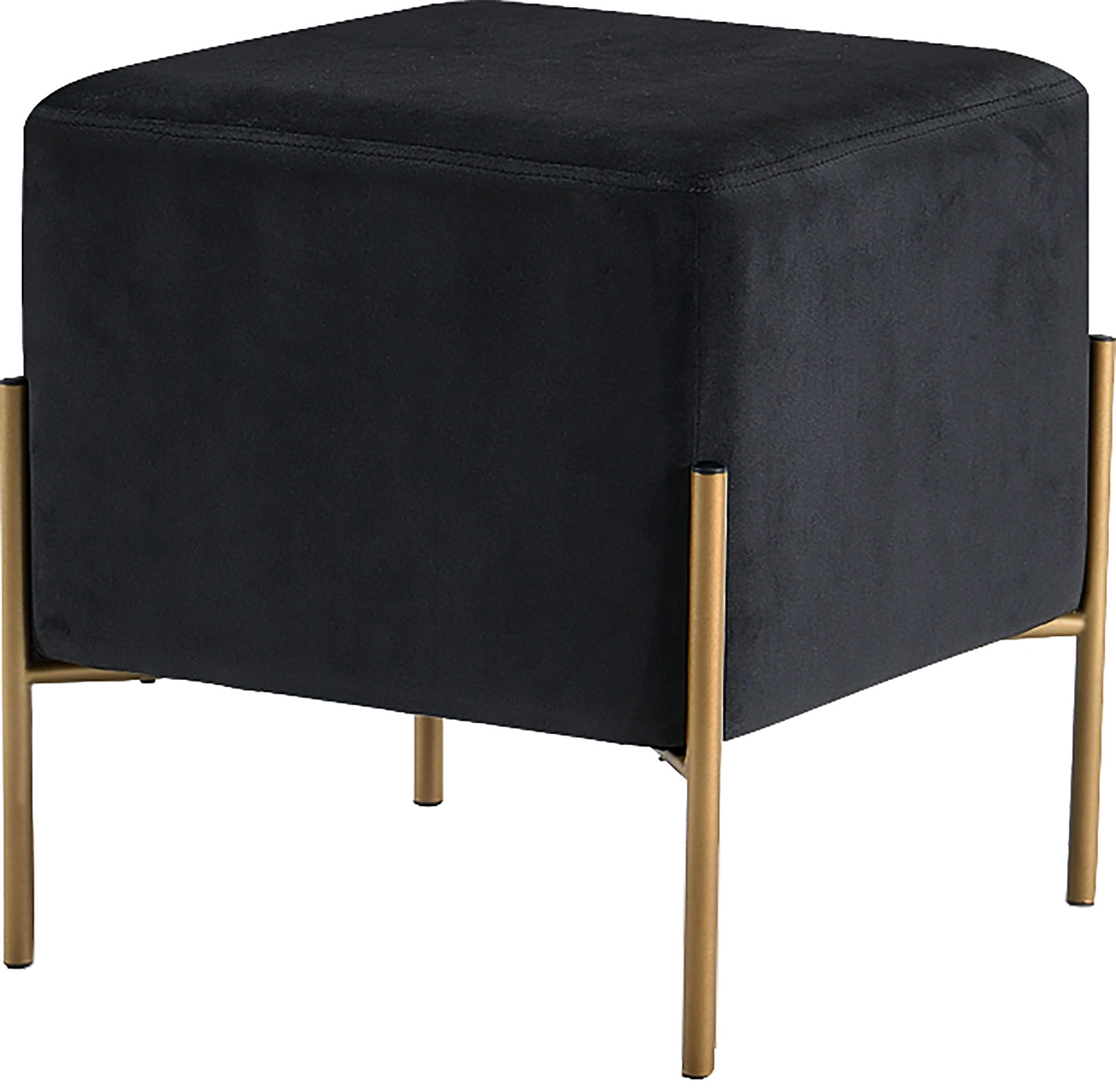 Isla Black Velvet Ottoman/Stool