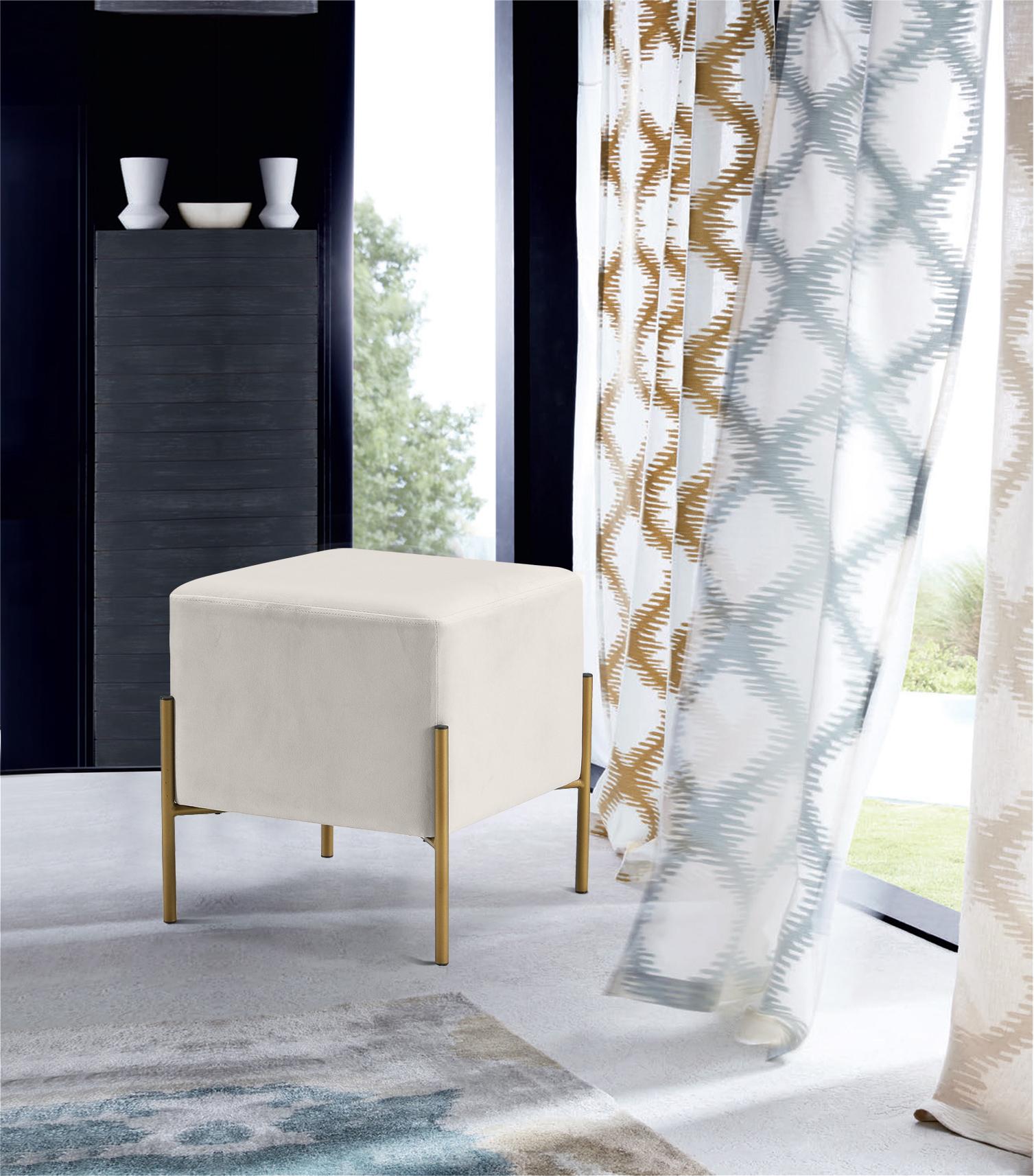 Isla Cream Velvet Ottoman/Stool - Luxury Home Furniture (MI)