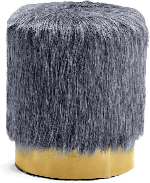 Joy Grey Faux Fur Ottoman/Stool - Luxury Home Furniture (MI)