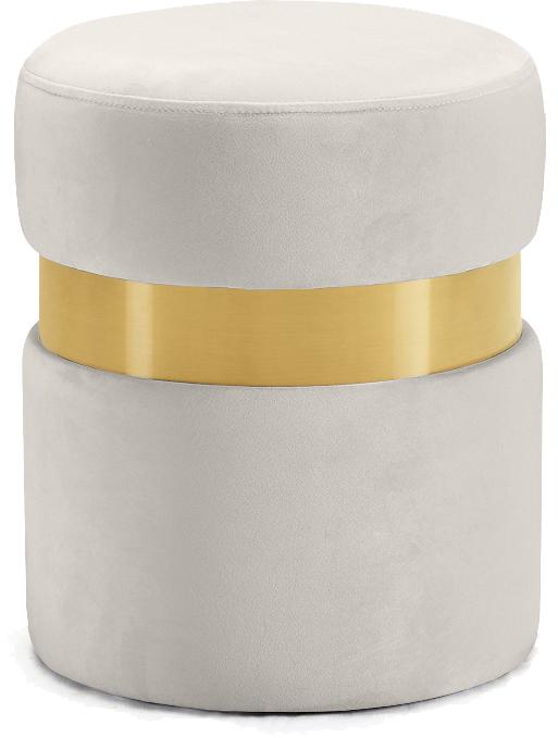 Hailey Cream Velvet Ottoman/Stool - Luxury Home Furniture (MI)