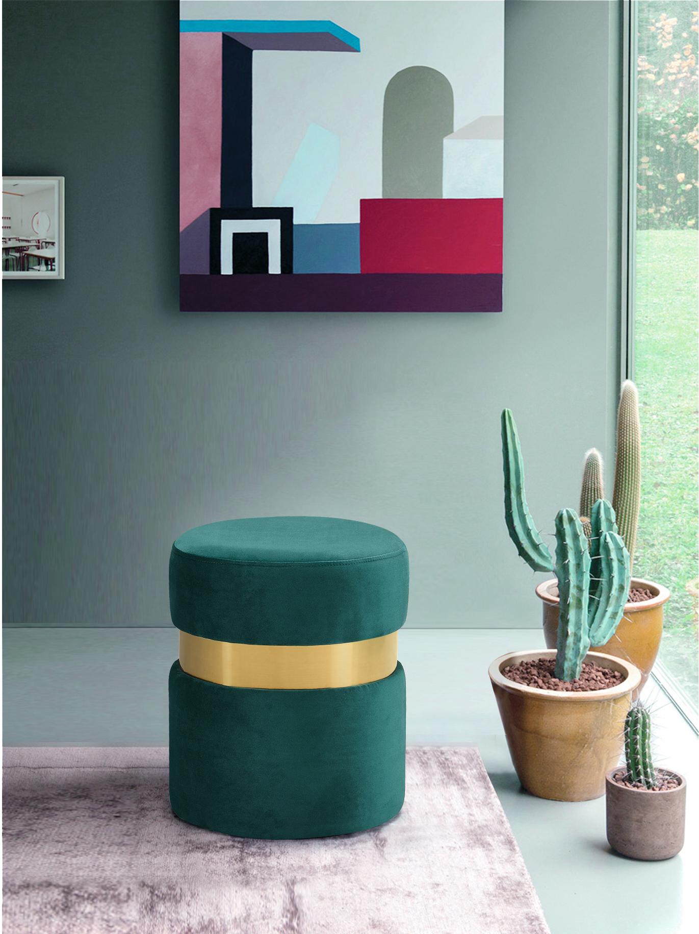 Hailey Green Velvet Ottoman/Stool - Luxury Home Furniture (MI)