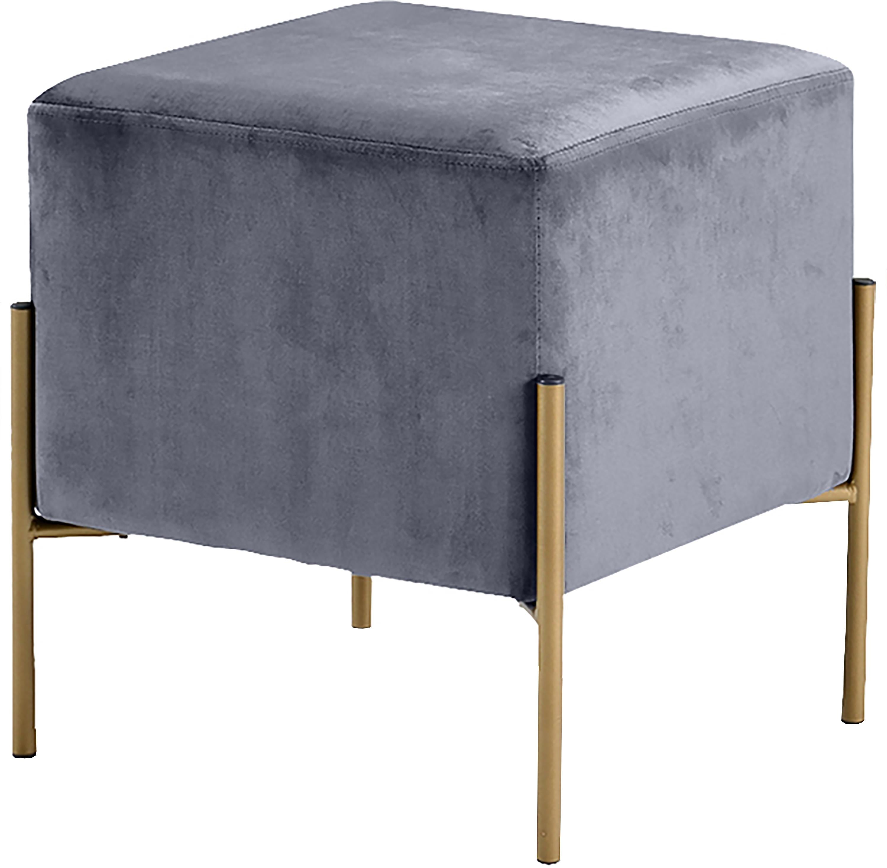 Isla Grey Velvet Ottoman/Stool - Luxury Home Furniture (MI)