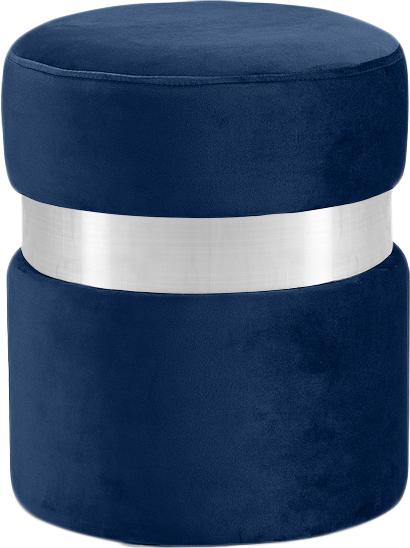 Hailey Navy Velvet Ottoman/Stool - Luxury Home Furniture (MI)