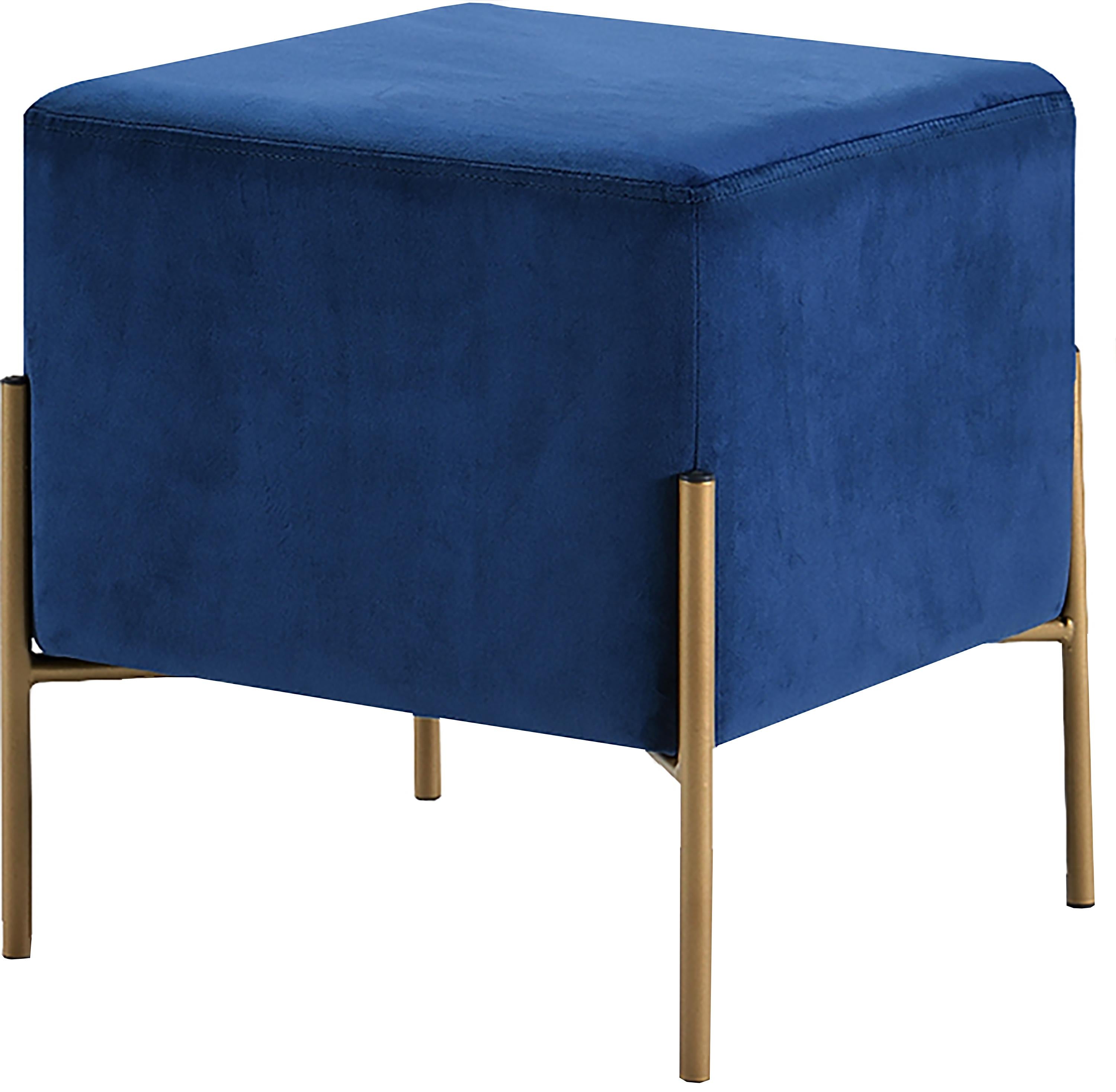 Isla Navy Velvet Ottoman/Stool - Luxury Home Furniture (MI)