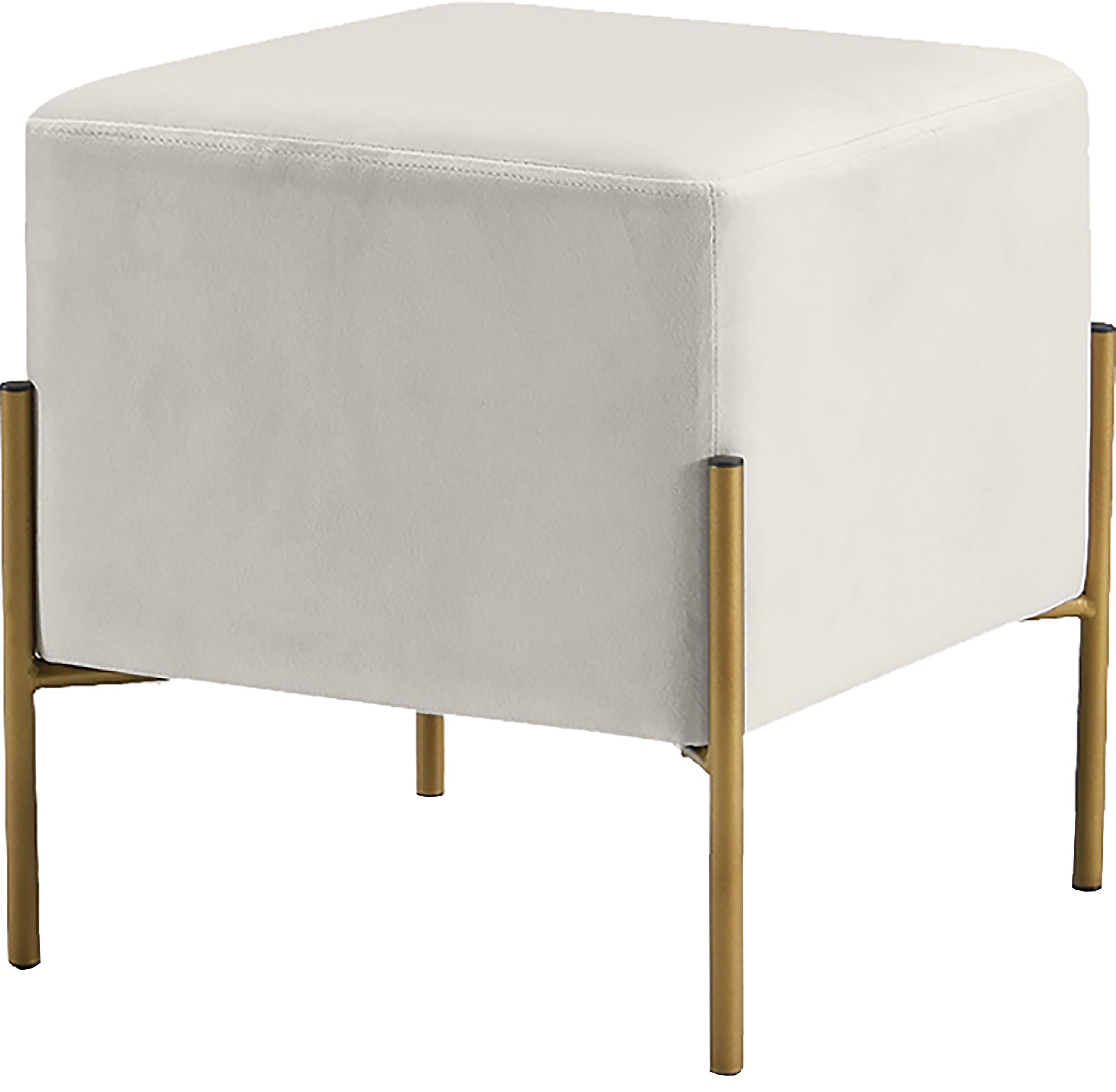 Isla Cream Velvet Ottoman/Stool - Luxury Home Furniture (MI)