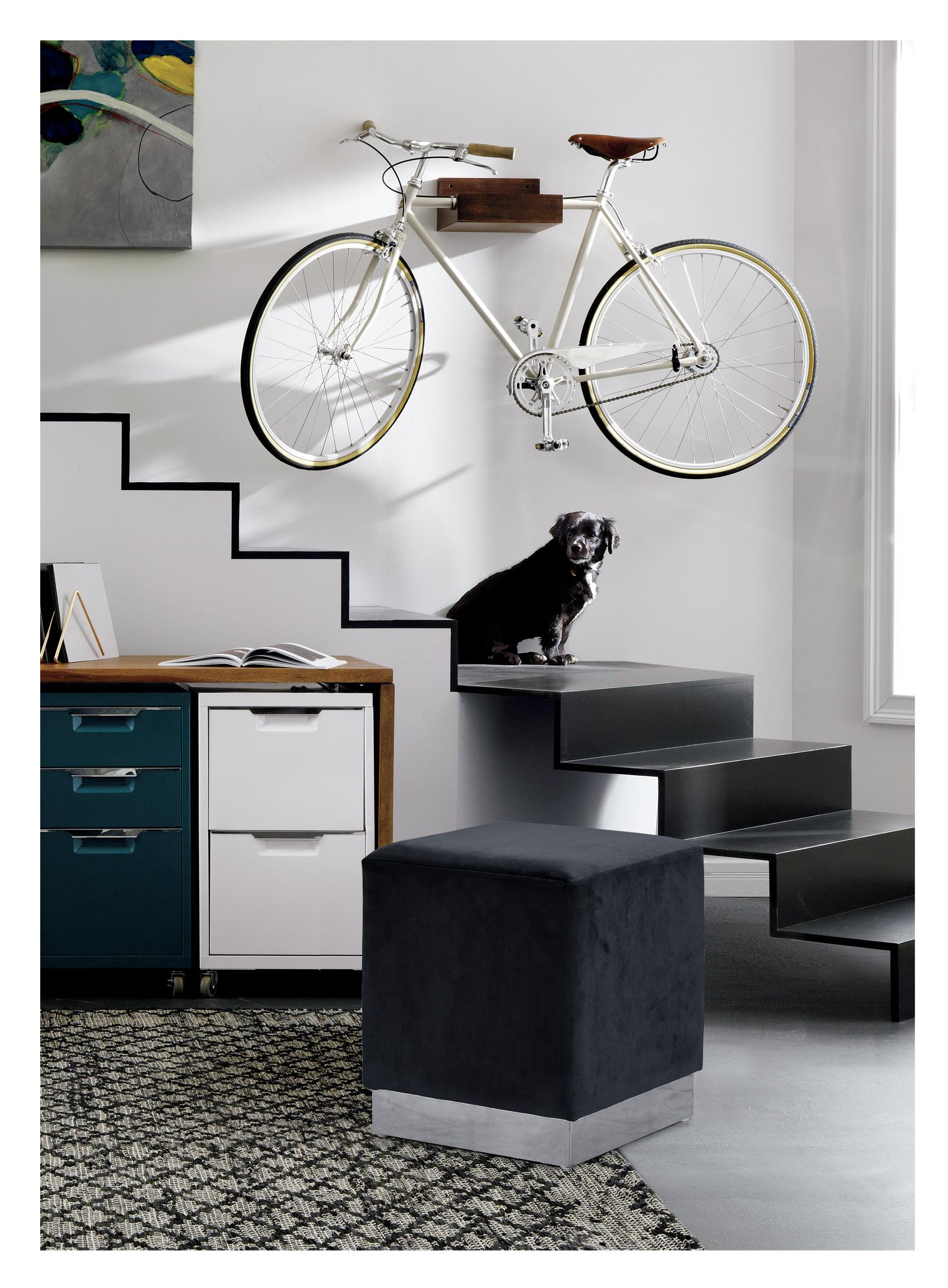 Jax Black Velvet Ottoman/Stool - Luxury Home Furniture (MI)