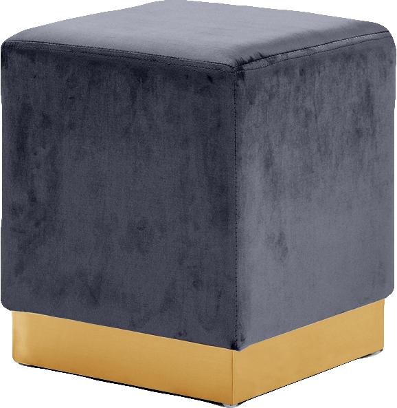 Jax Grey Velvet Ottoman/Stool - Luxury Home Furniture (MI)