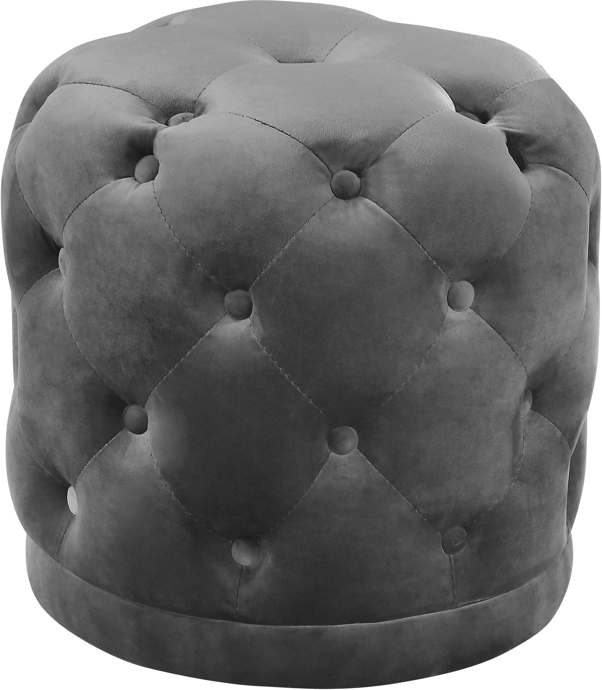 Harper Grey Velvet Ottoman/Stool - Luxury Home Furniture (MI)