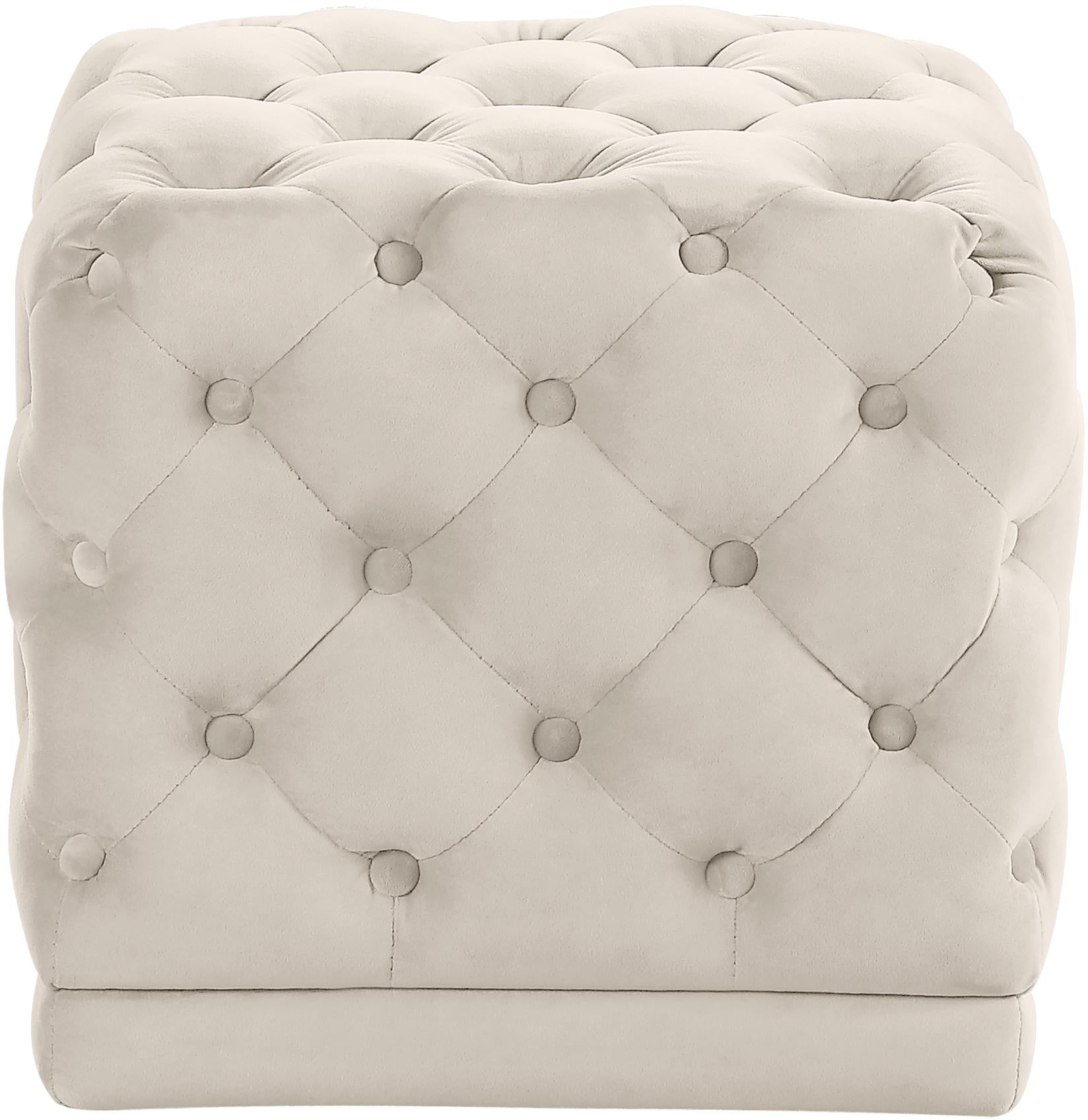Stella Cream Velvet Ottoman/Stool - Luxury Home Furniture (MI)