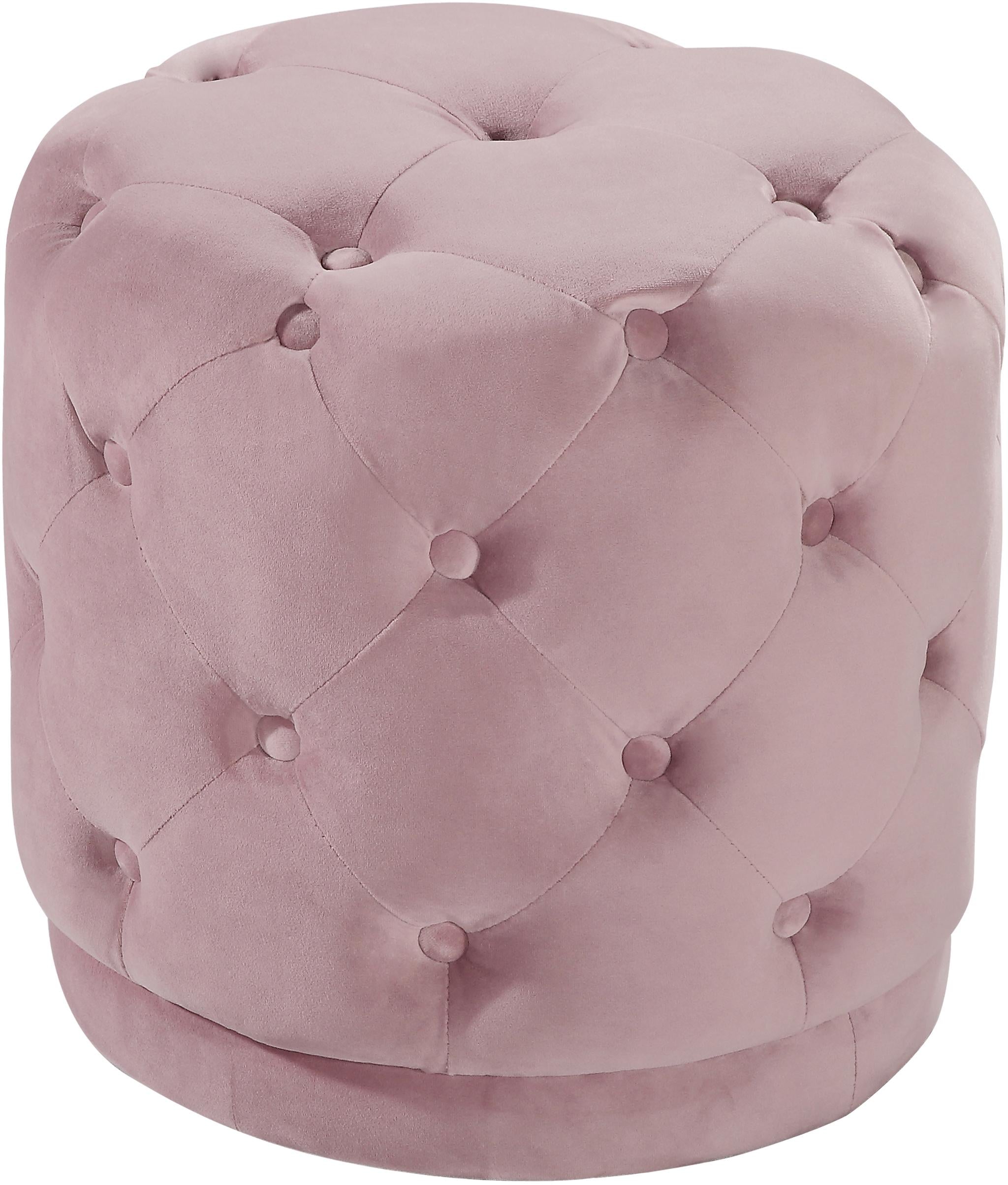 Harper Pink Velvet Ottoman/Stool - Luxury Home Furniture (MI)