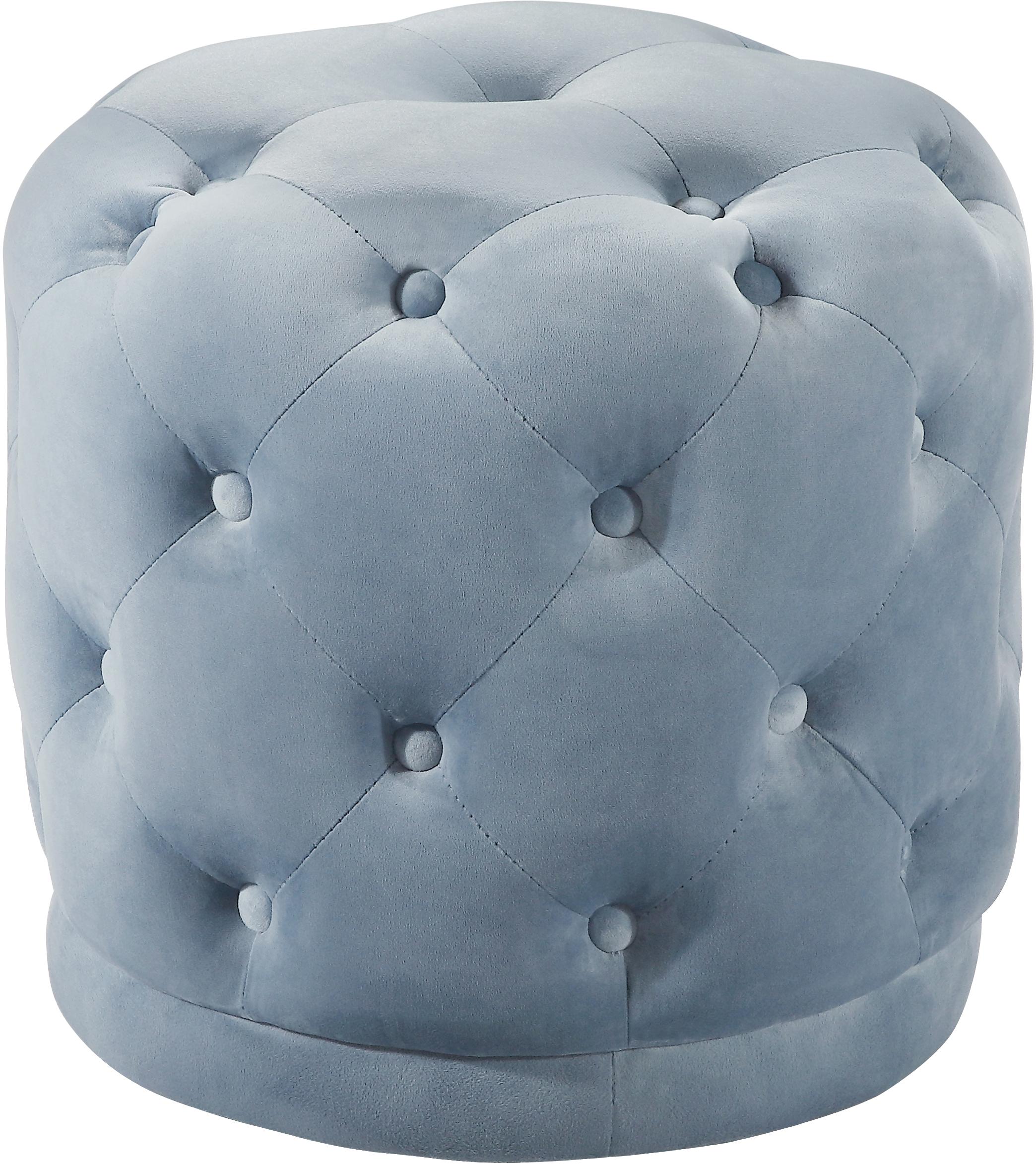 Harper Sky Blue Velvet Ottoman/Stool - Luxury Home Furniture (MI)