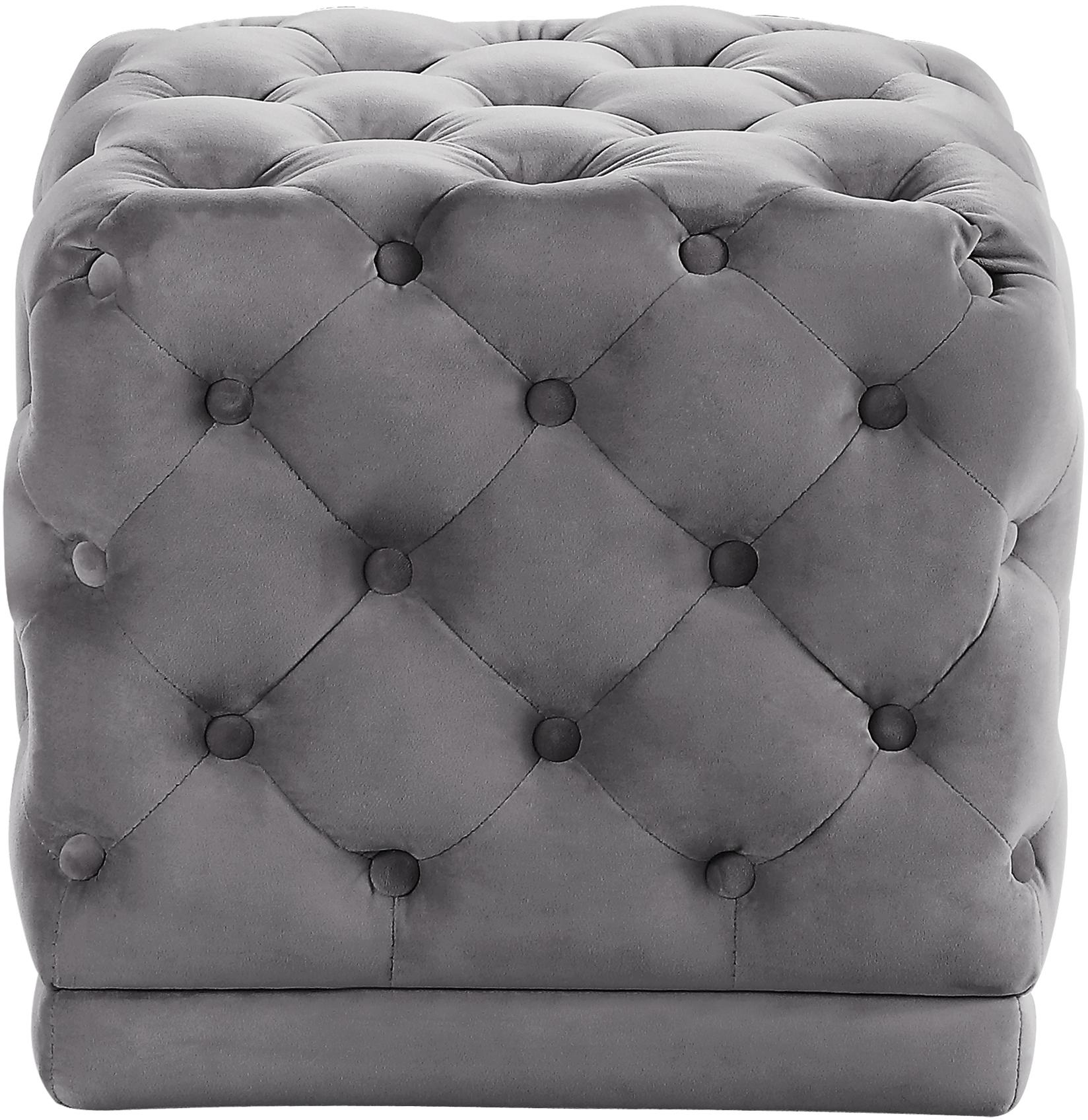 Stella Grey Velvet Ottoman/Stool - Luxury Home Furniture (MI)