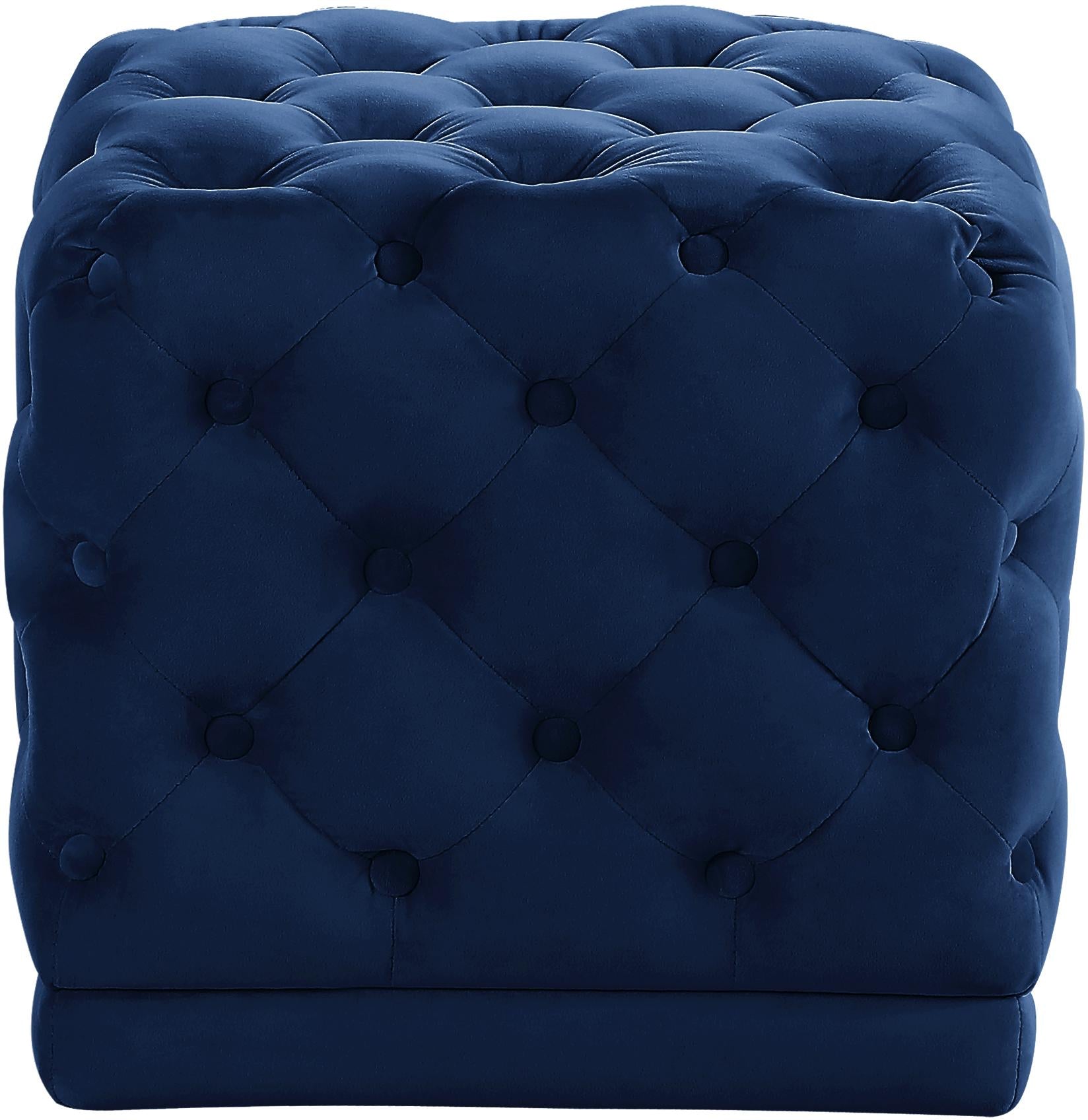 Stella Navy Velvet Ottoman/Stool - Luxury Home Furniture (MI)