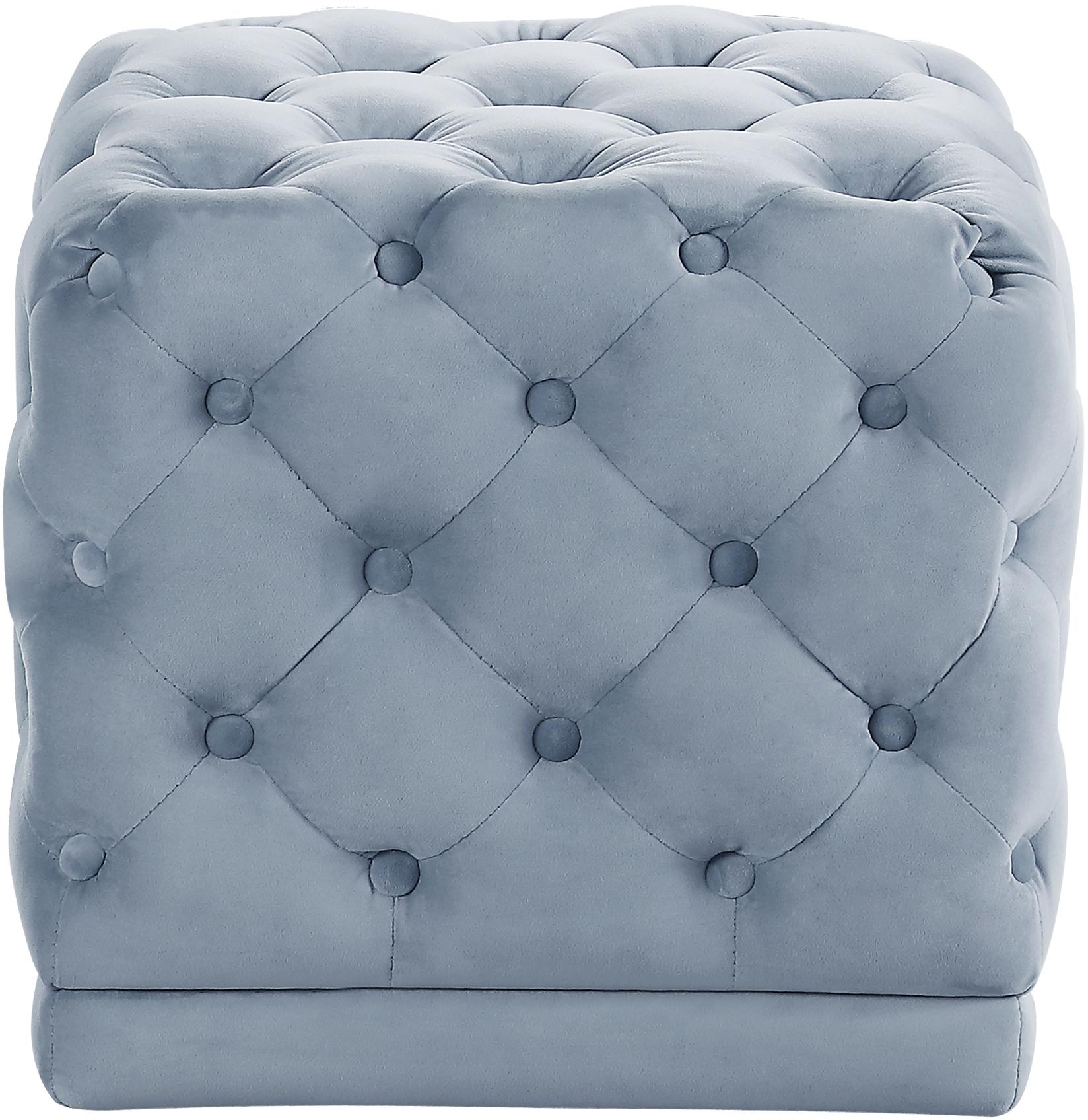 Stella Sky Blue Velvet Ottoman/Stool - Luxury Home Furniture (MI)