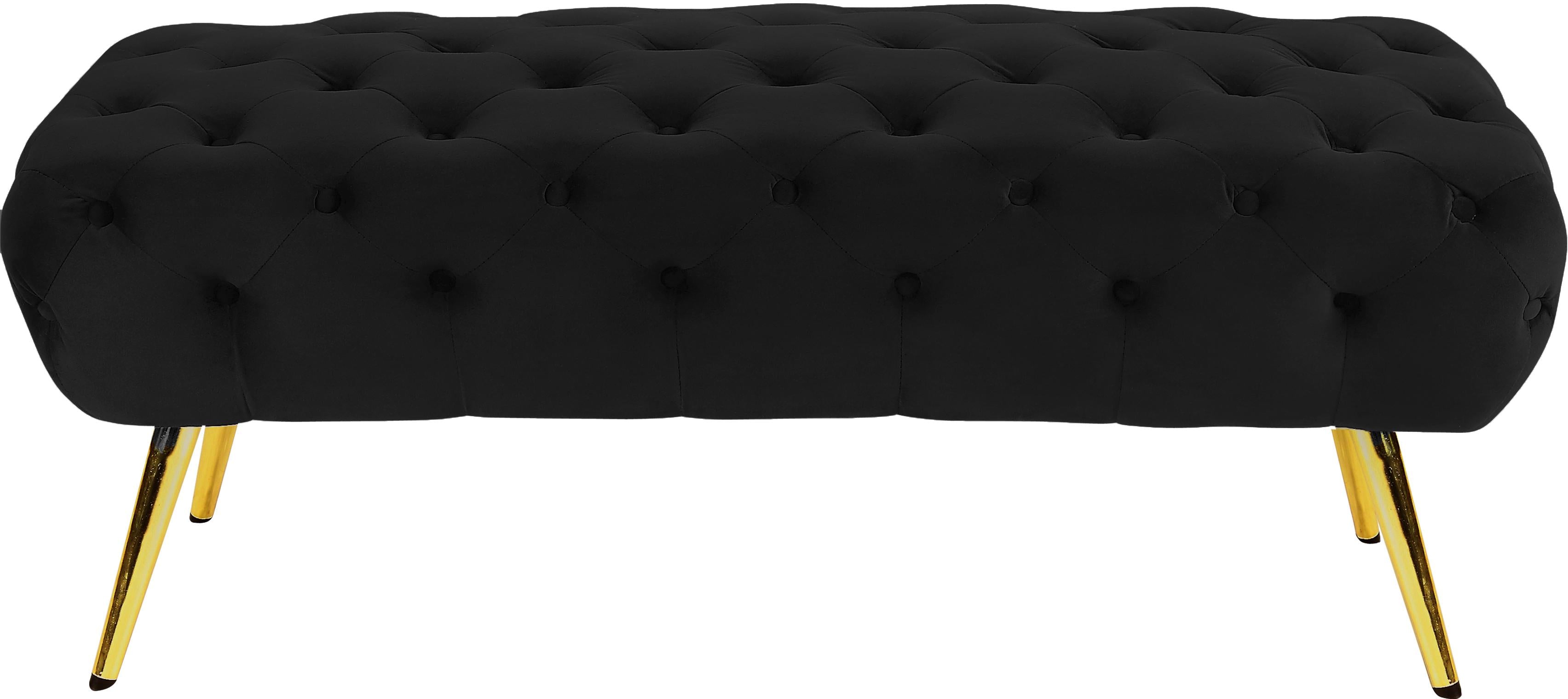 Amara Black Velvet Bench - Luxury Home Furniture (MI)