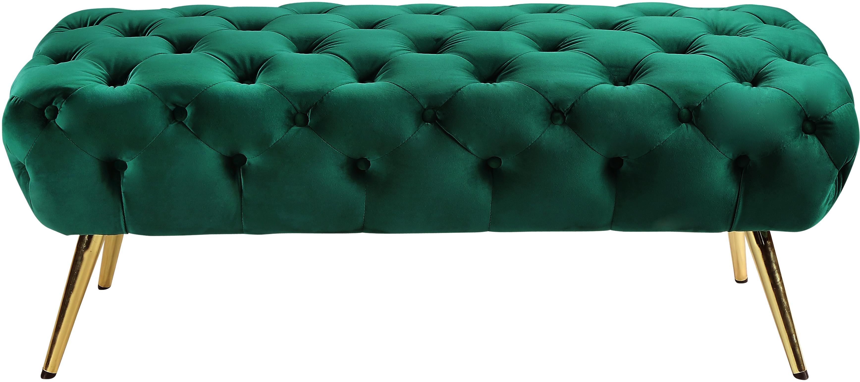 Amara Green Velvet Bench - Luxury Home Furniture (MI)
