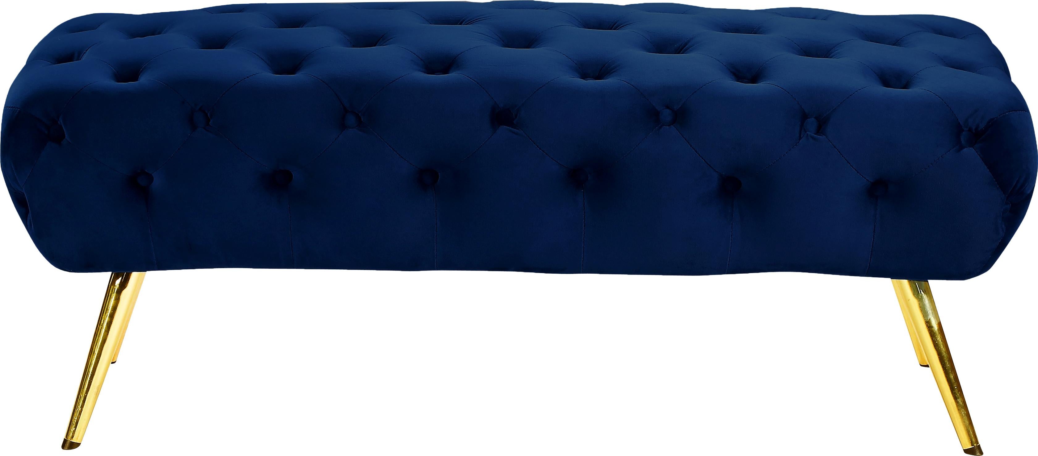 Amara Navy Velvet Bench - Luxury Home Furniture (MI)
