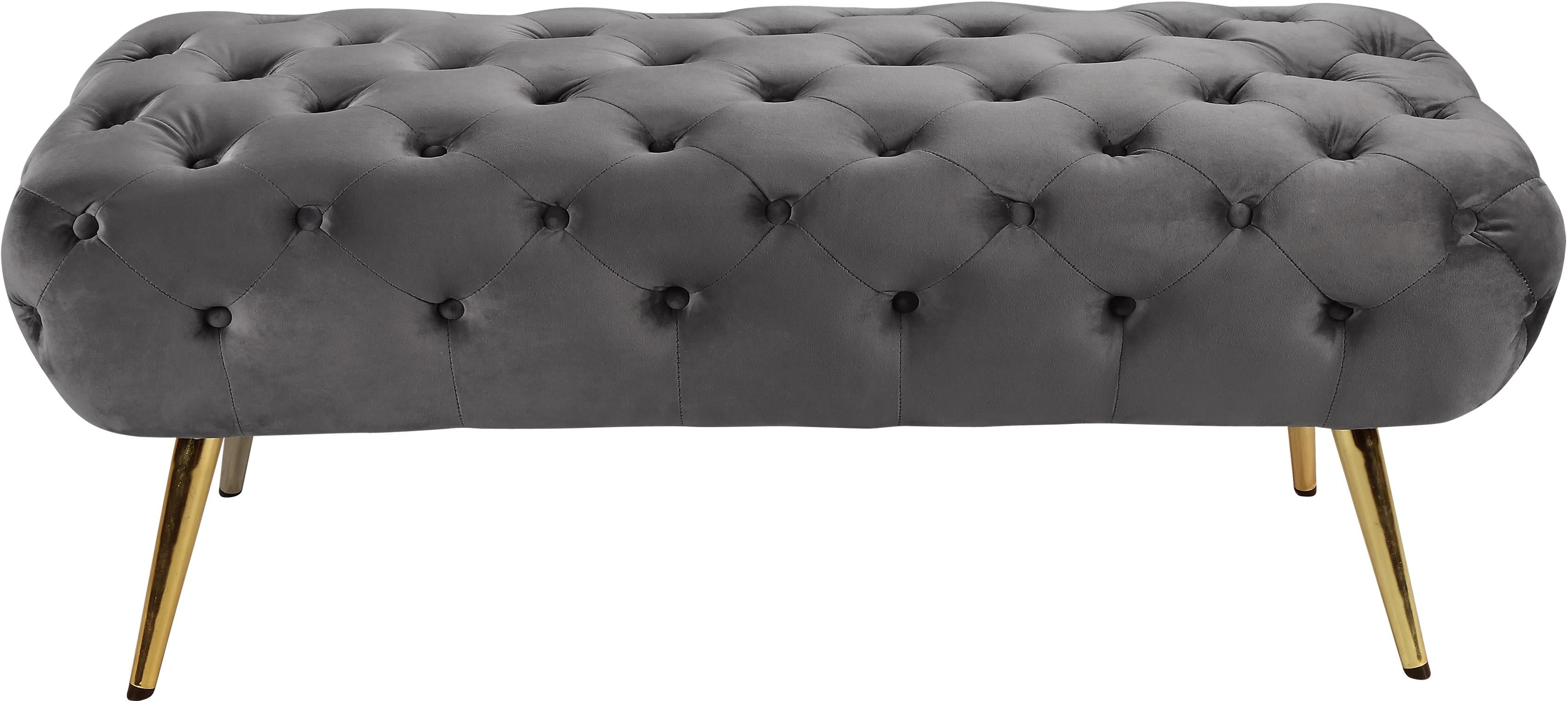Amara Grey Velvet Bench - Luxury Home Furniture (MI)