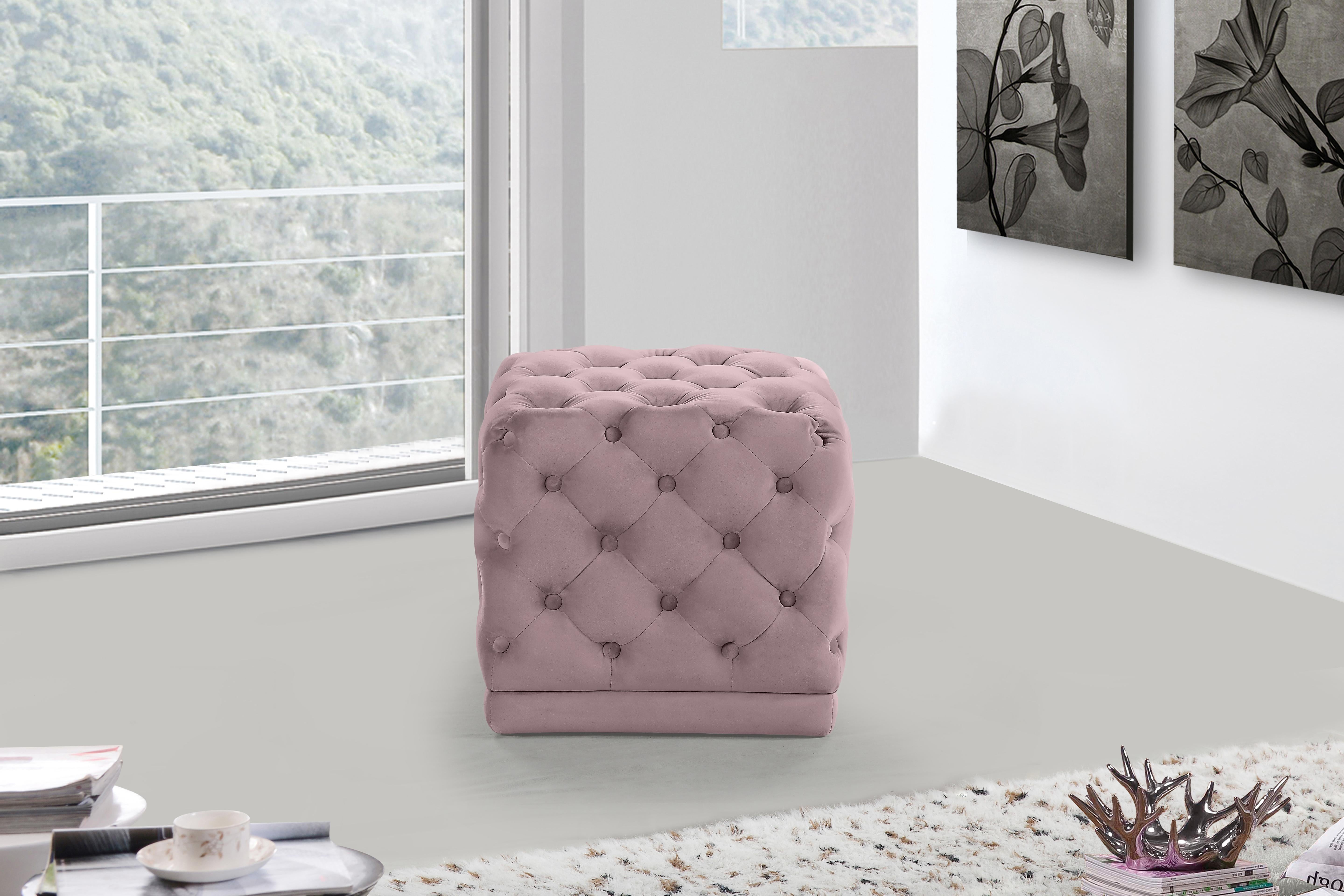 Stella Pink Velvet Ottoman/Stool - Luxury Home Furniture (MI)