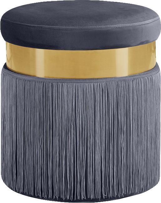 Yasmine Grey Velvet Ottoman/Stool - Luxury Home Furniture (MI)