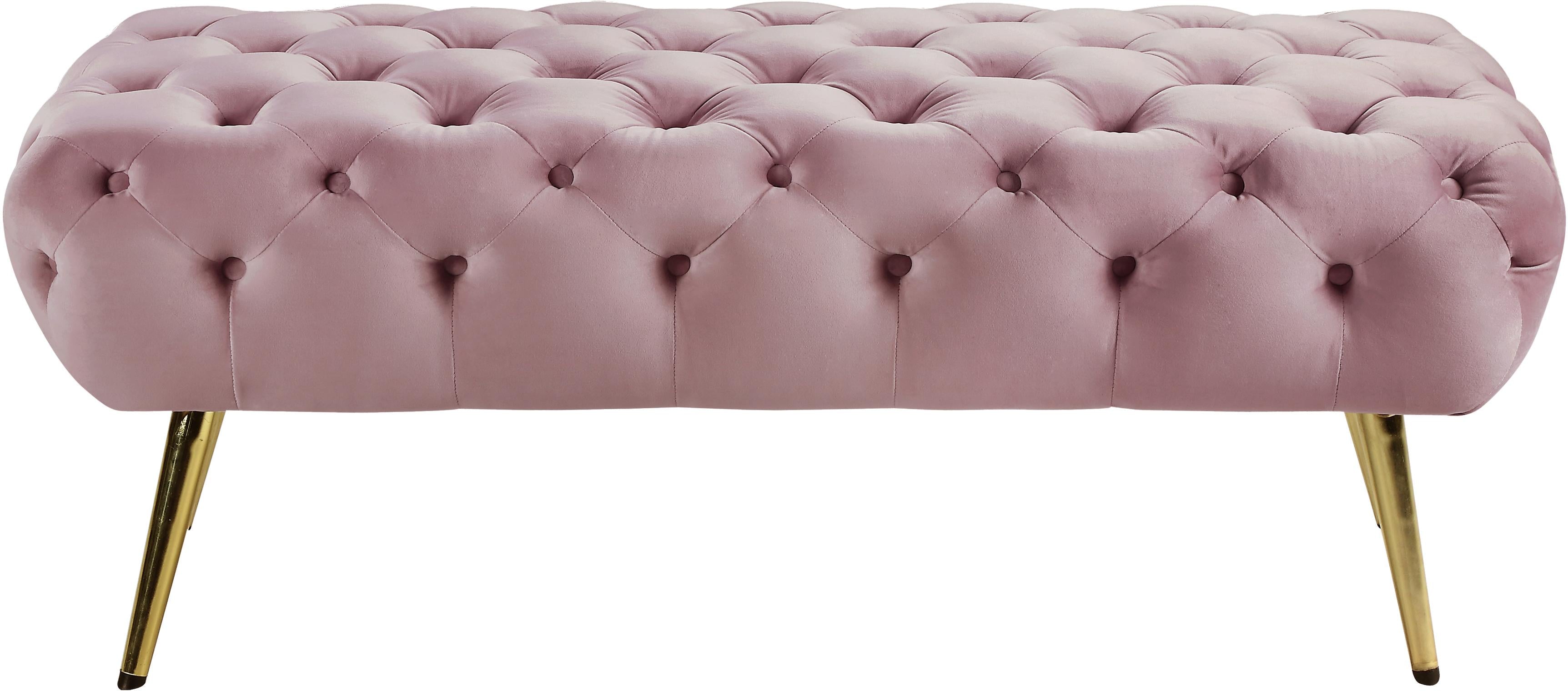 Amara Pink Velvet Bench - Luxury Home Furniture (MI)