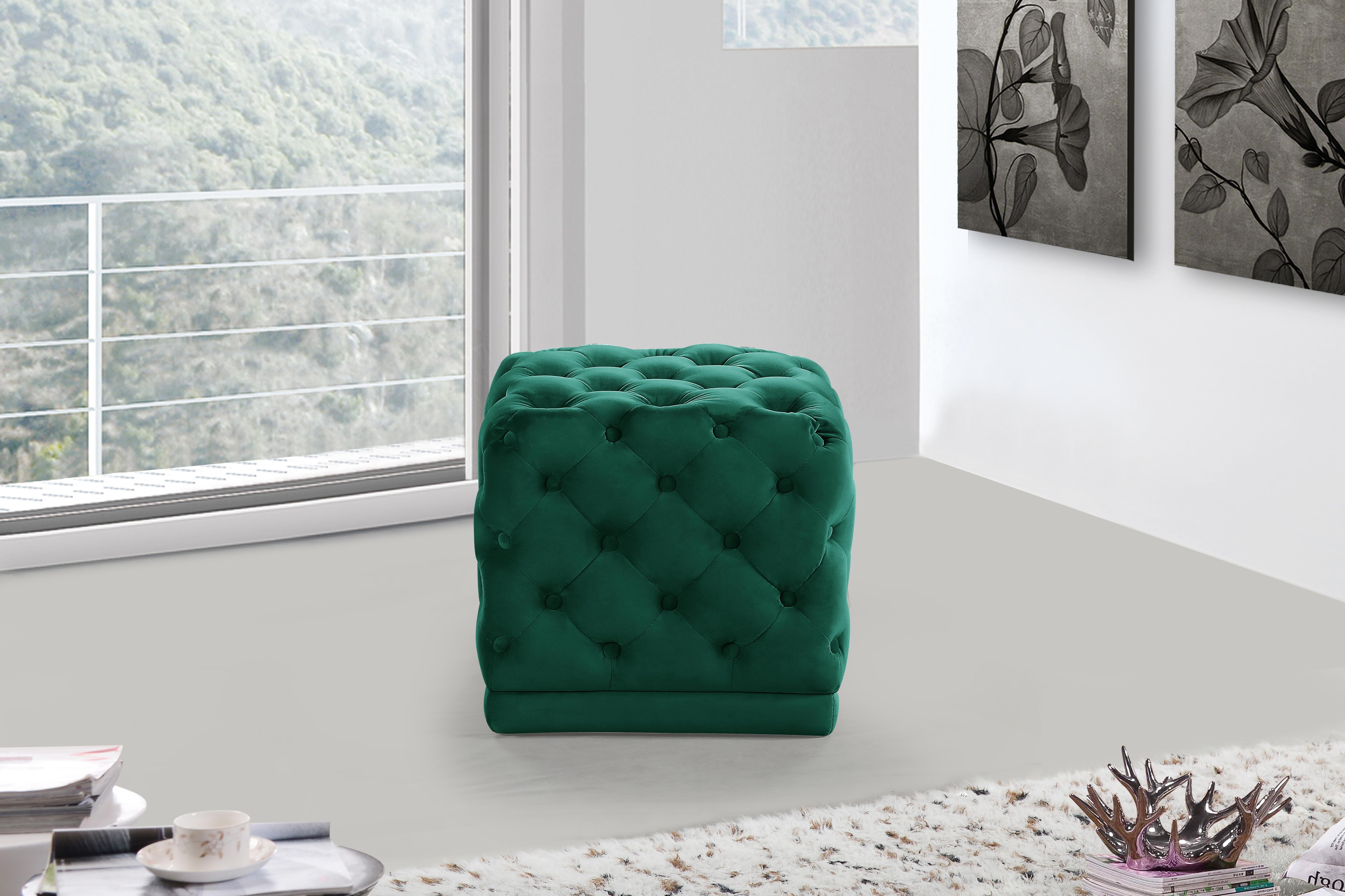 Stella Green Velvet Ottoman/Stool - Luxury Home Furniture (MI)