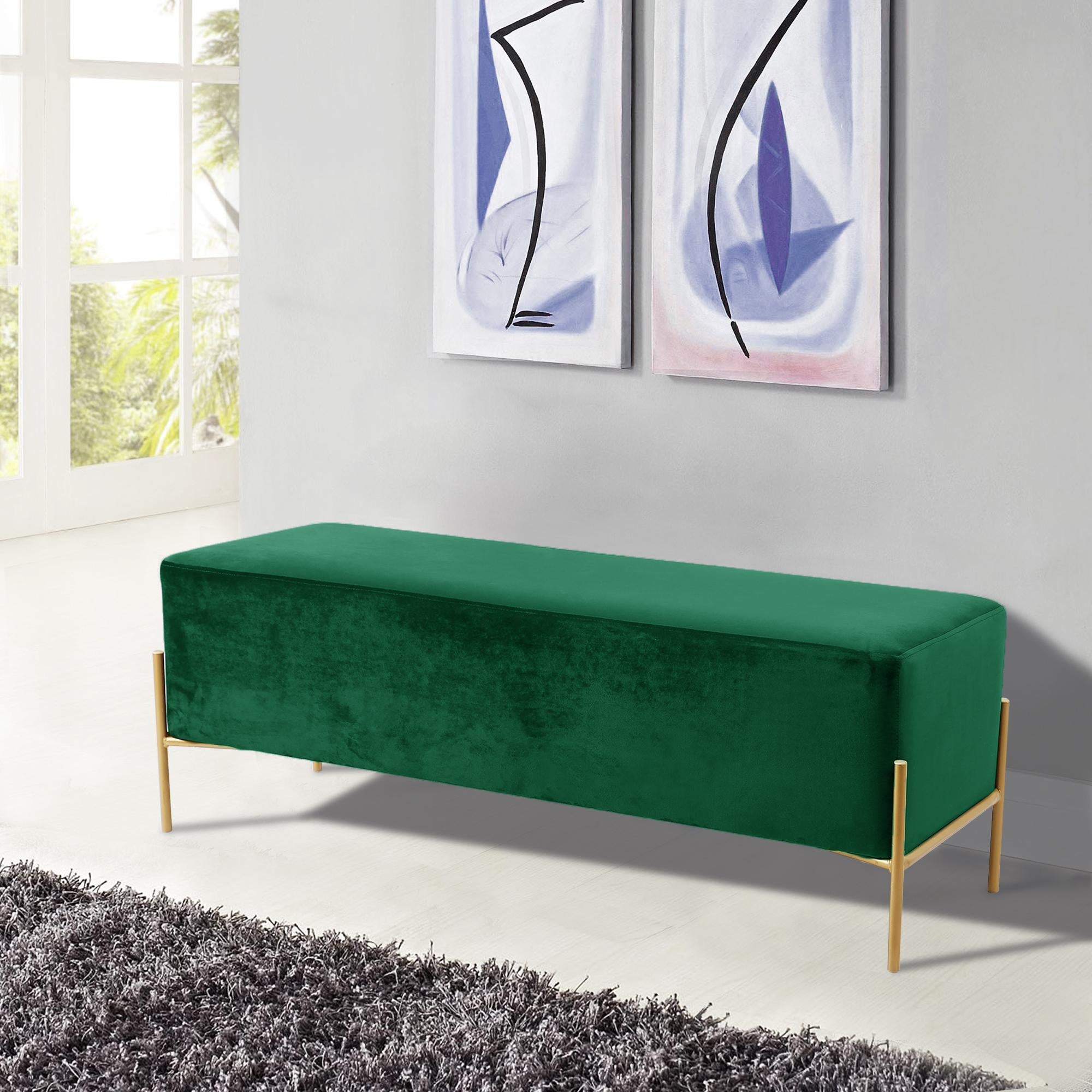 Isla Green Velvet Bench - Luxury Home Furniture (MI)