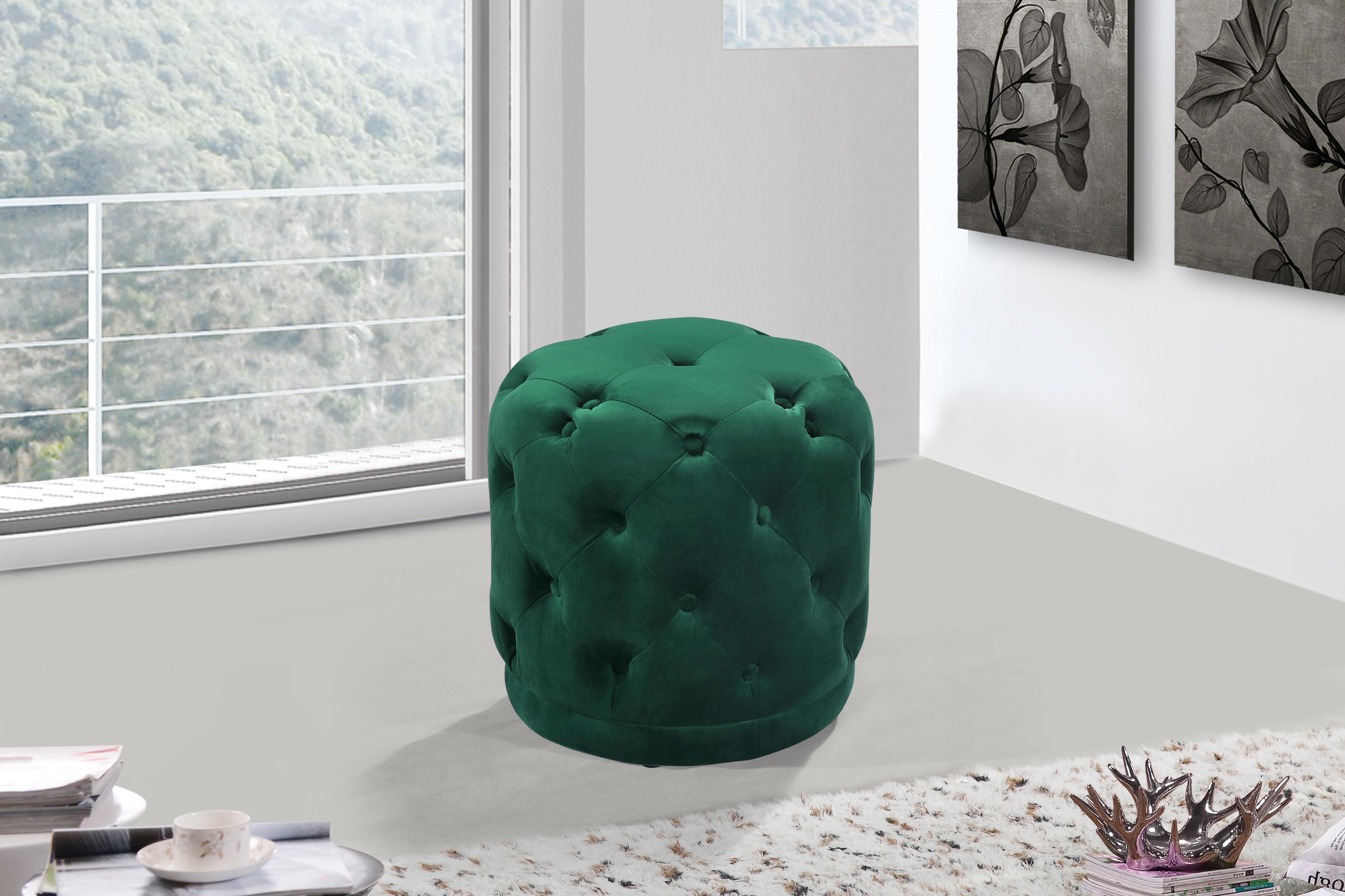 Harper Green Velvet Ottoman/Stool - Luxury Home Furniture (MI)