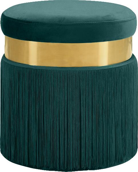 Yasmine Green Velvet Ottoman/Stool - Luxury Home Furniture (MI)