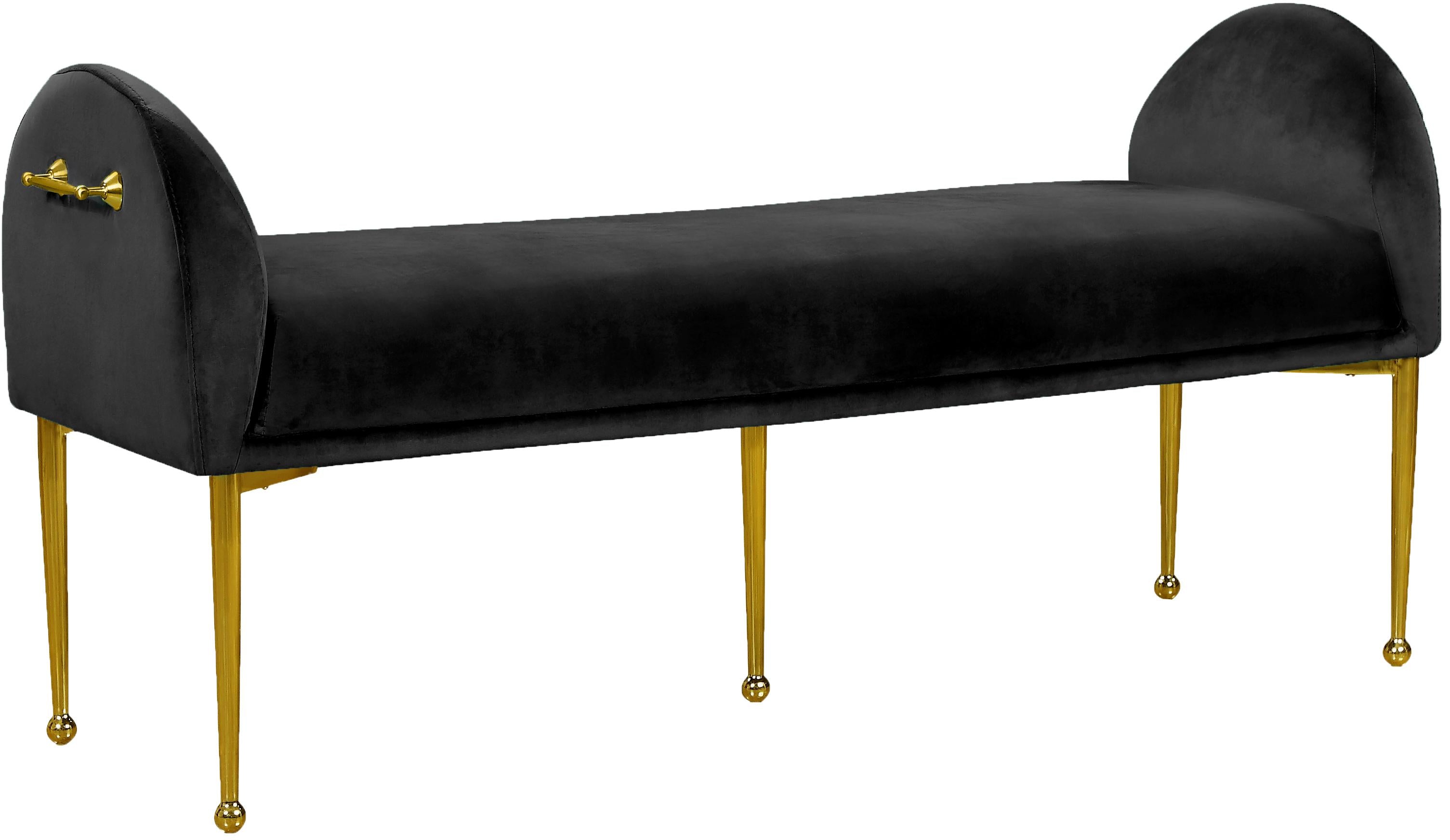 Owen Black Velvet Bench - Luxury Home Furniture (MI)