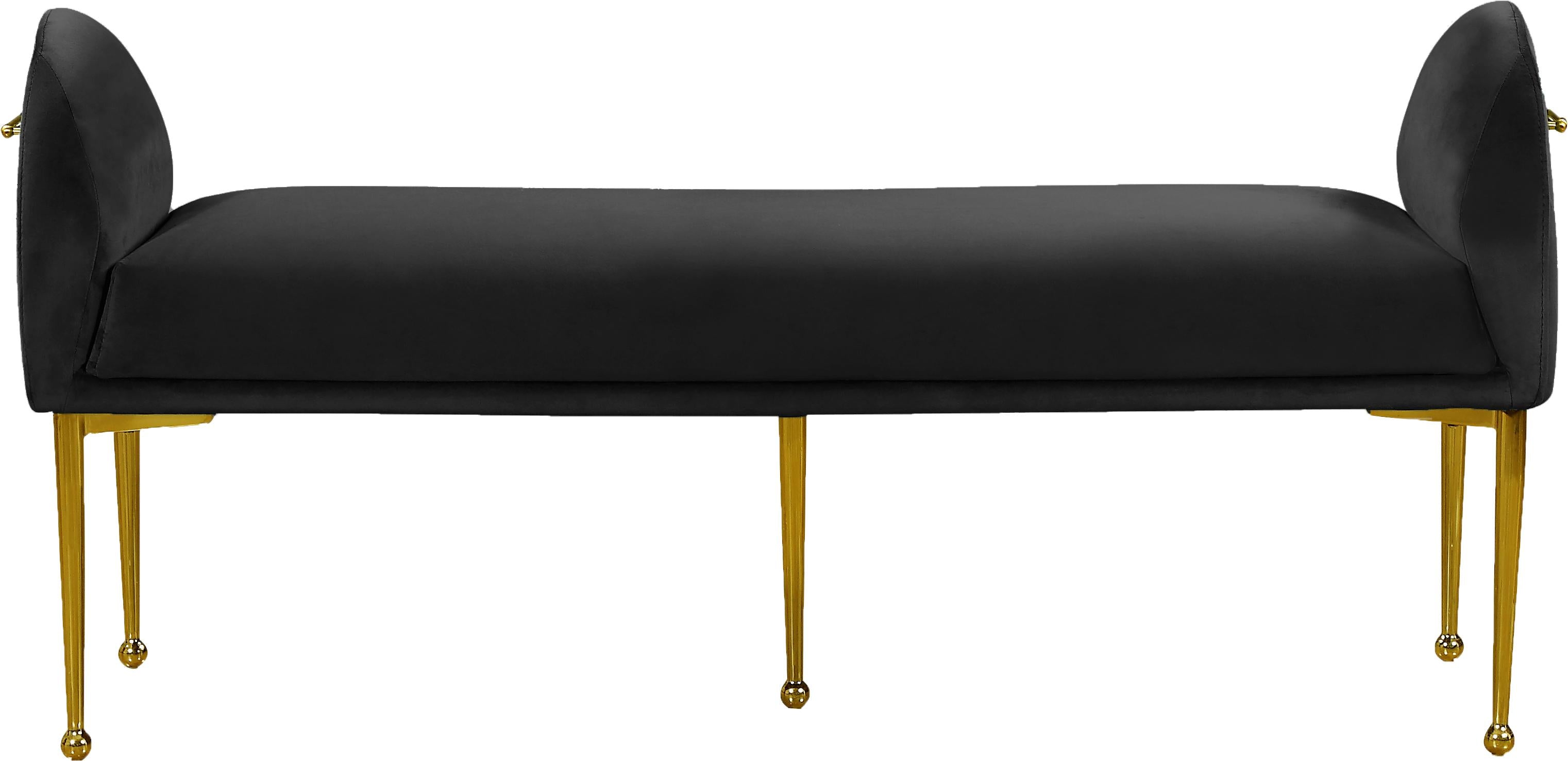 Owen Black Velvet Bench - Luxury Home Furniture (MI)