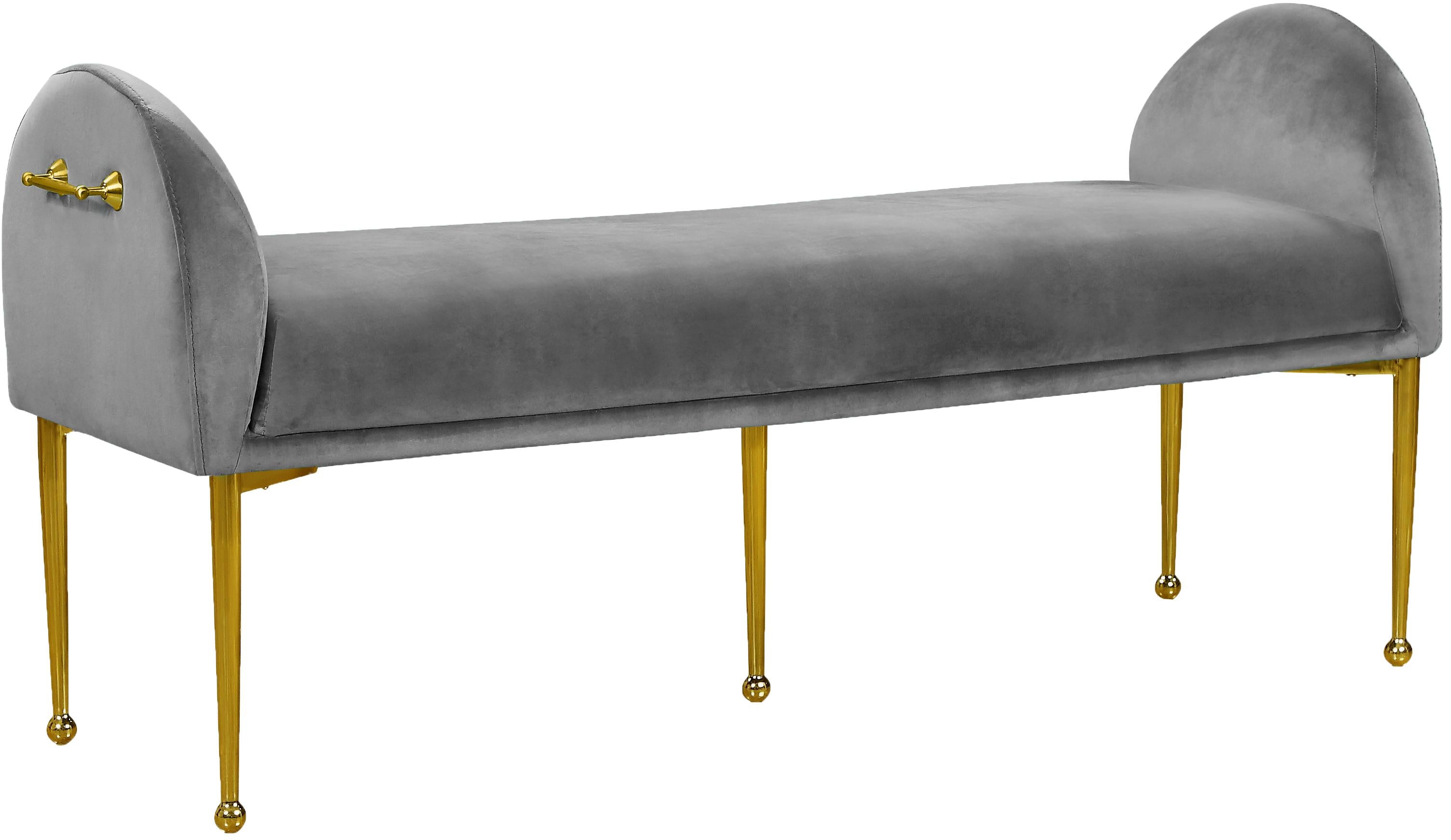 Owen Grey Velvet Bench - Luxury Home Furniture (MI)