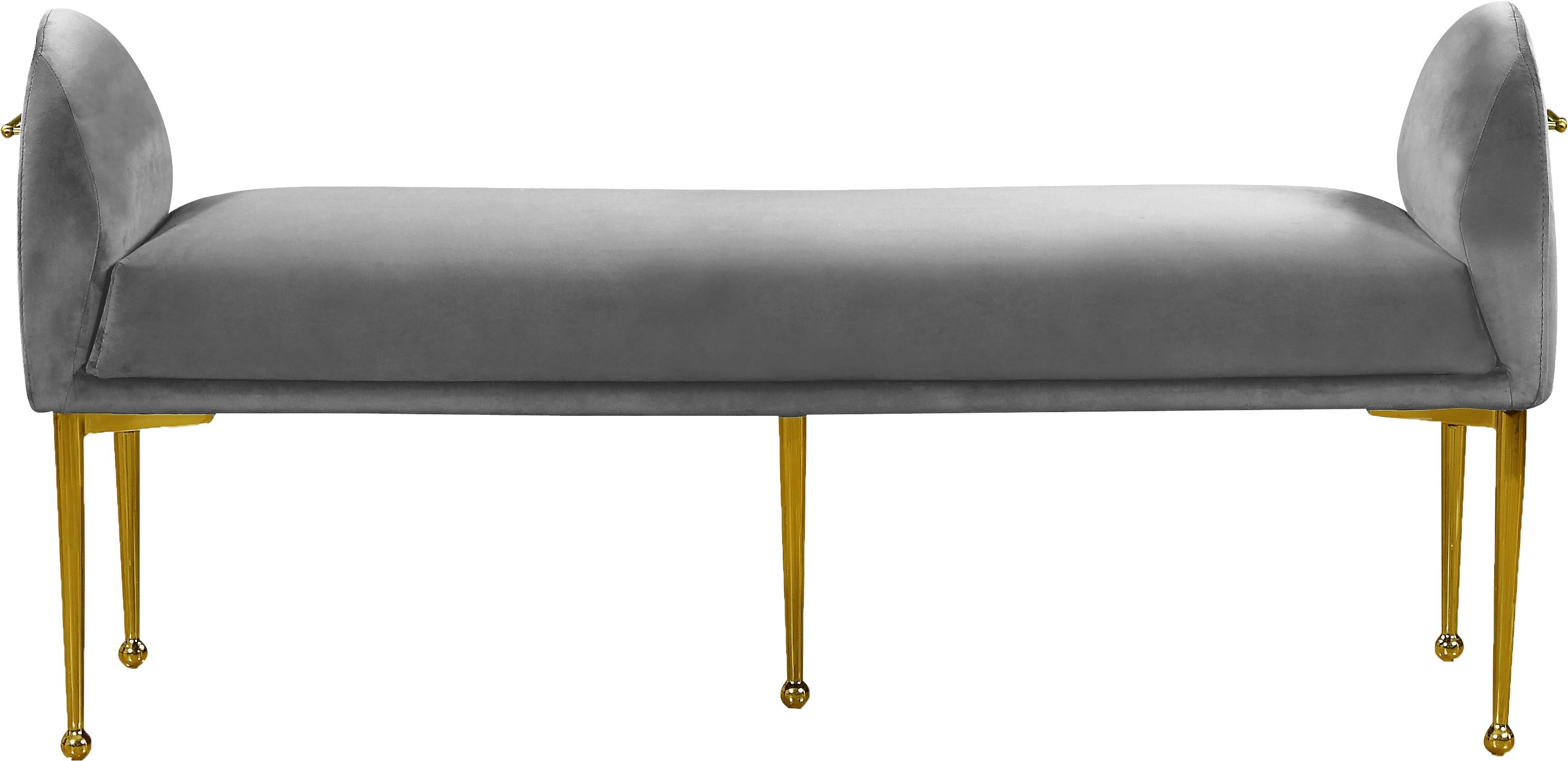 Owen Grey Velvet Bench - Luxury Home Furniture (MI)