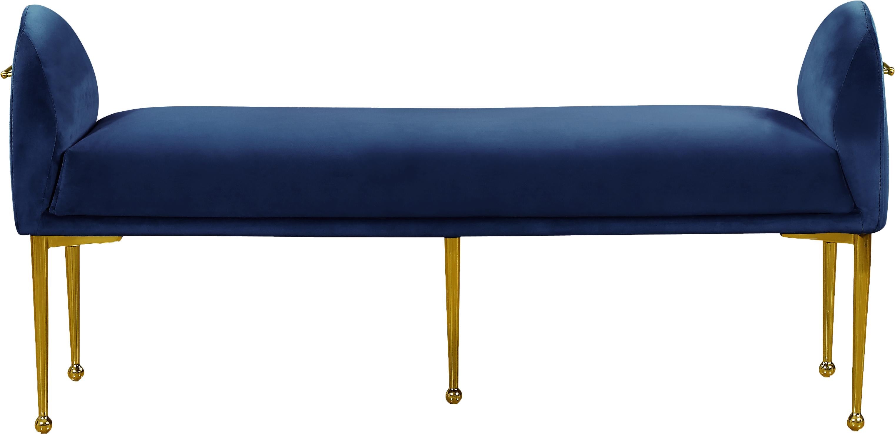 Owen Navy Velvet Bench - Luxury Home Furniture (MI)