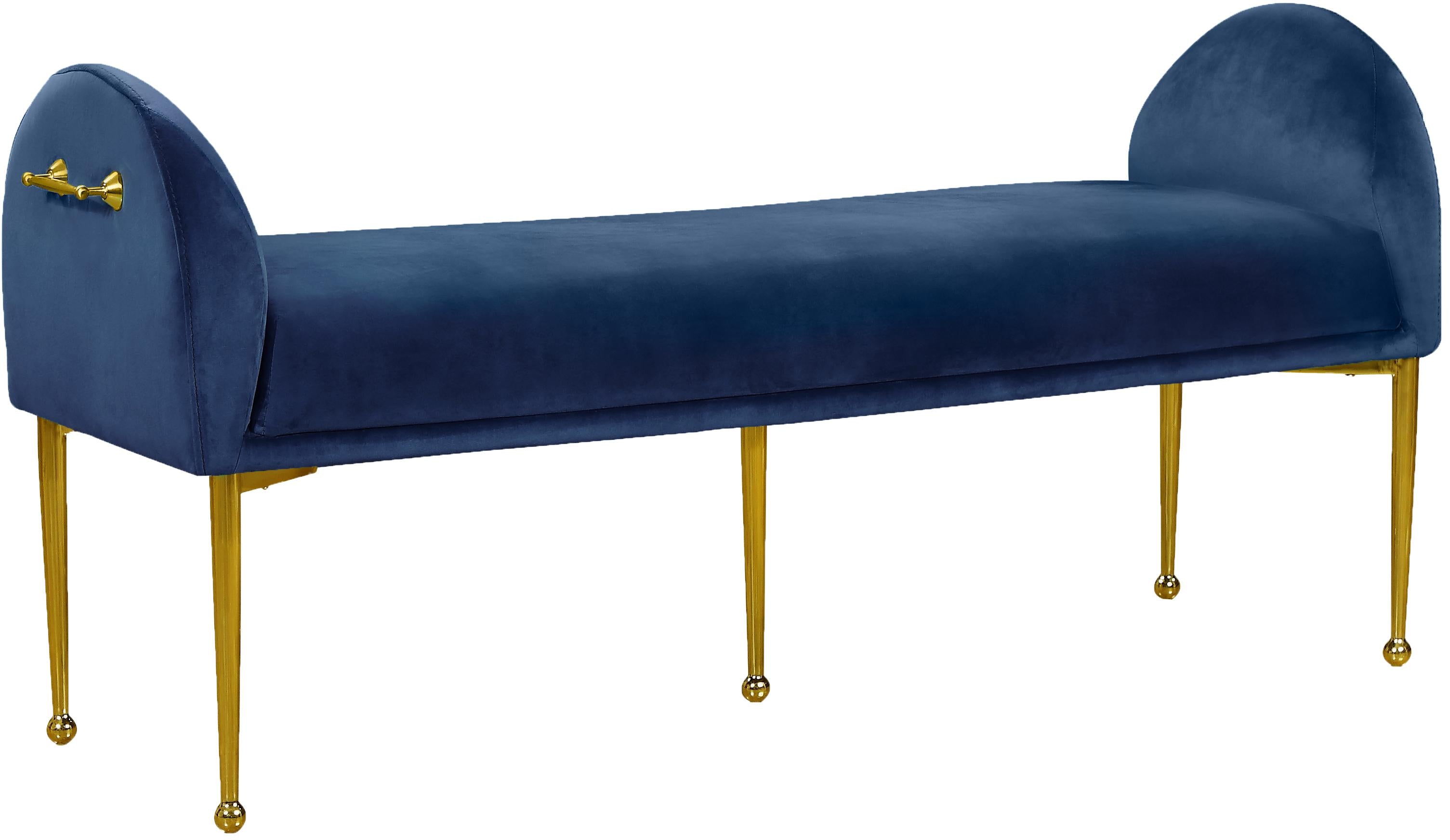 Owen Navy Velvet Bench - Luxury Home Furniture (MI)